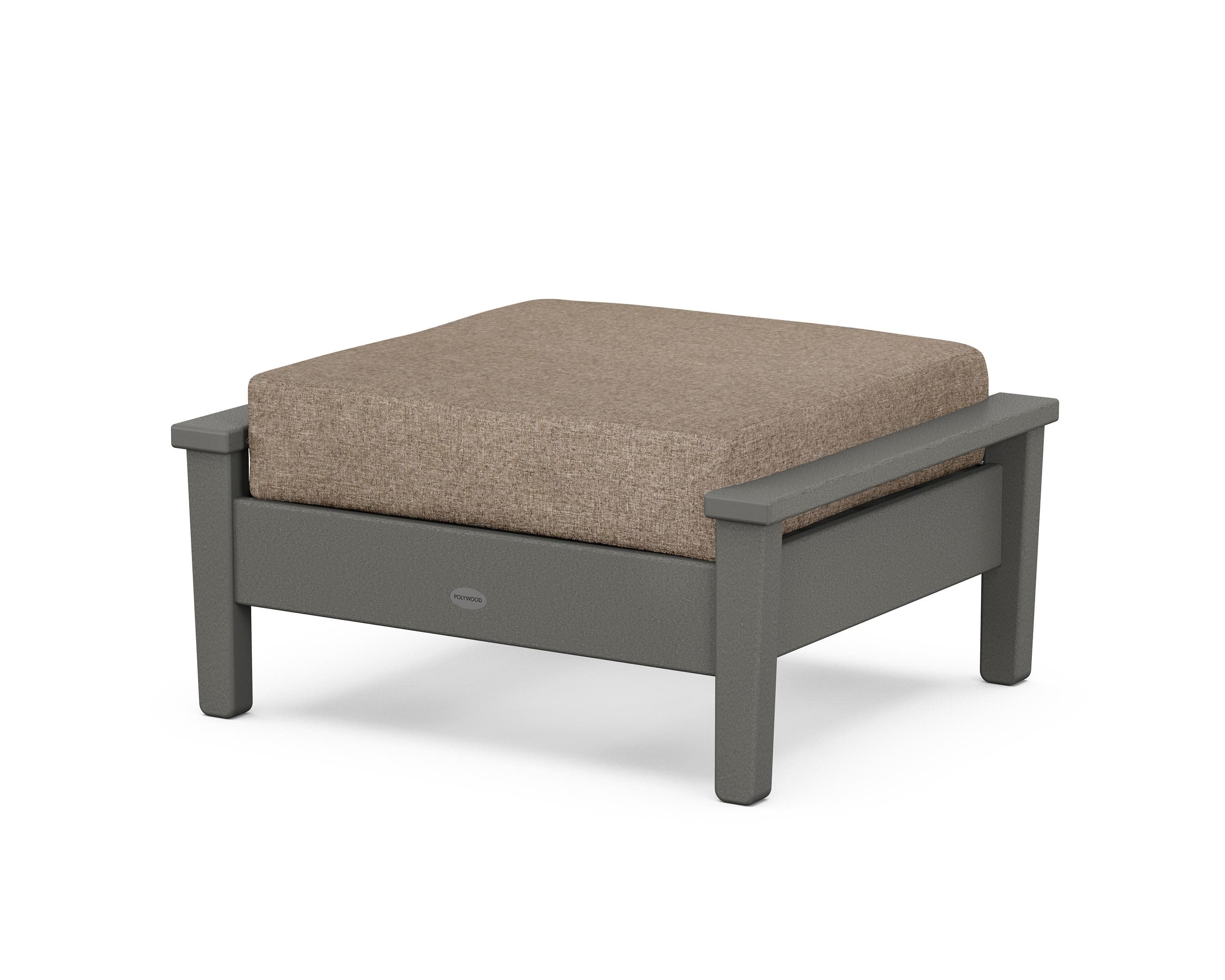 Prescott Deep Seating Ottoman in Slate Grey / Spiced Burlap