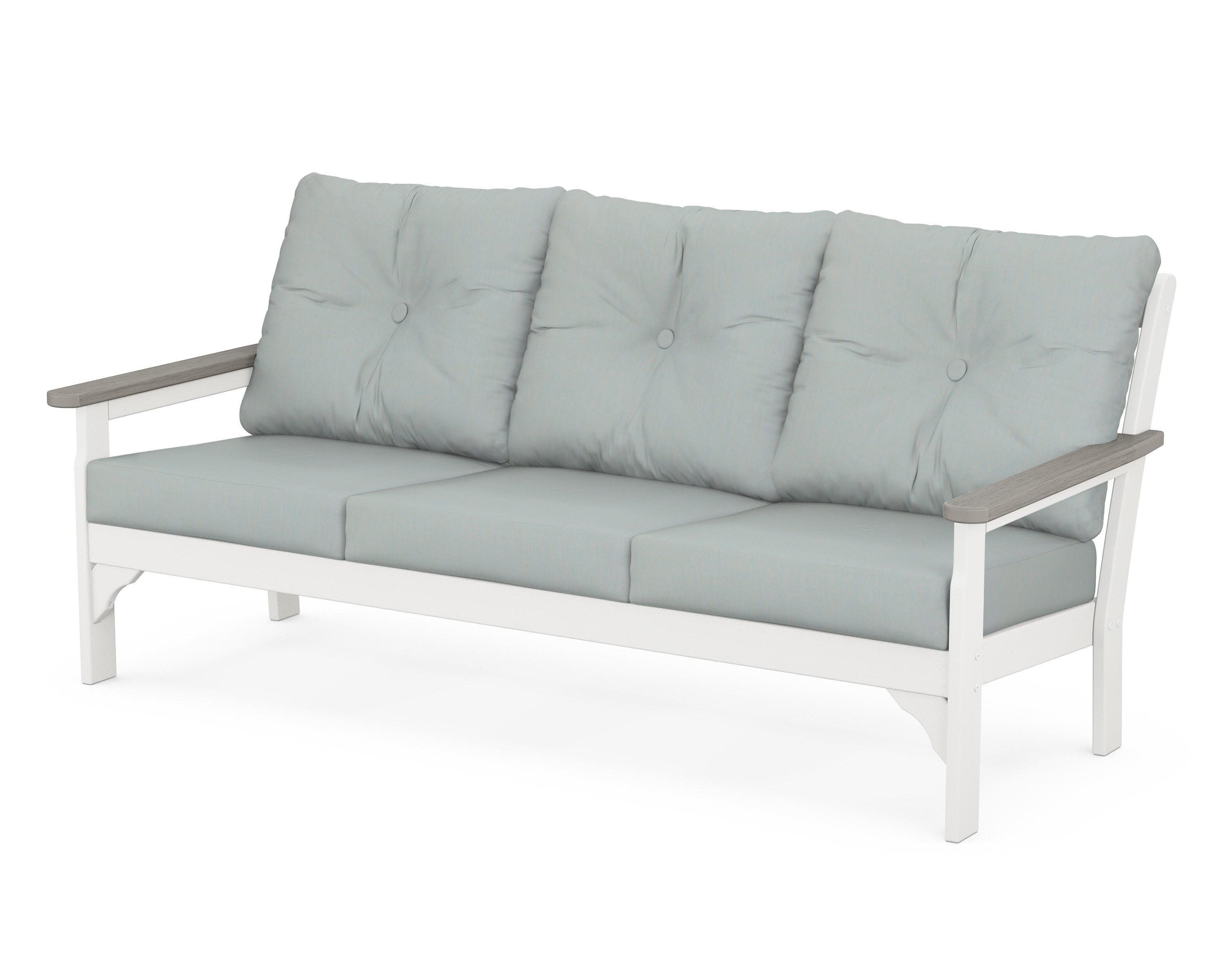 Vineyard Deep Seating Sofa in White / Driftwood / Spa