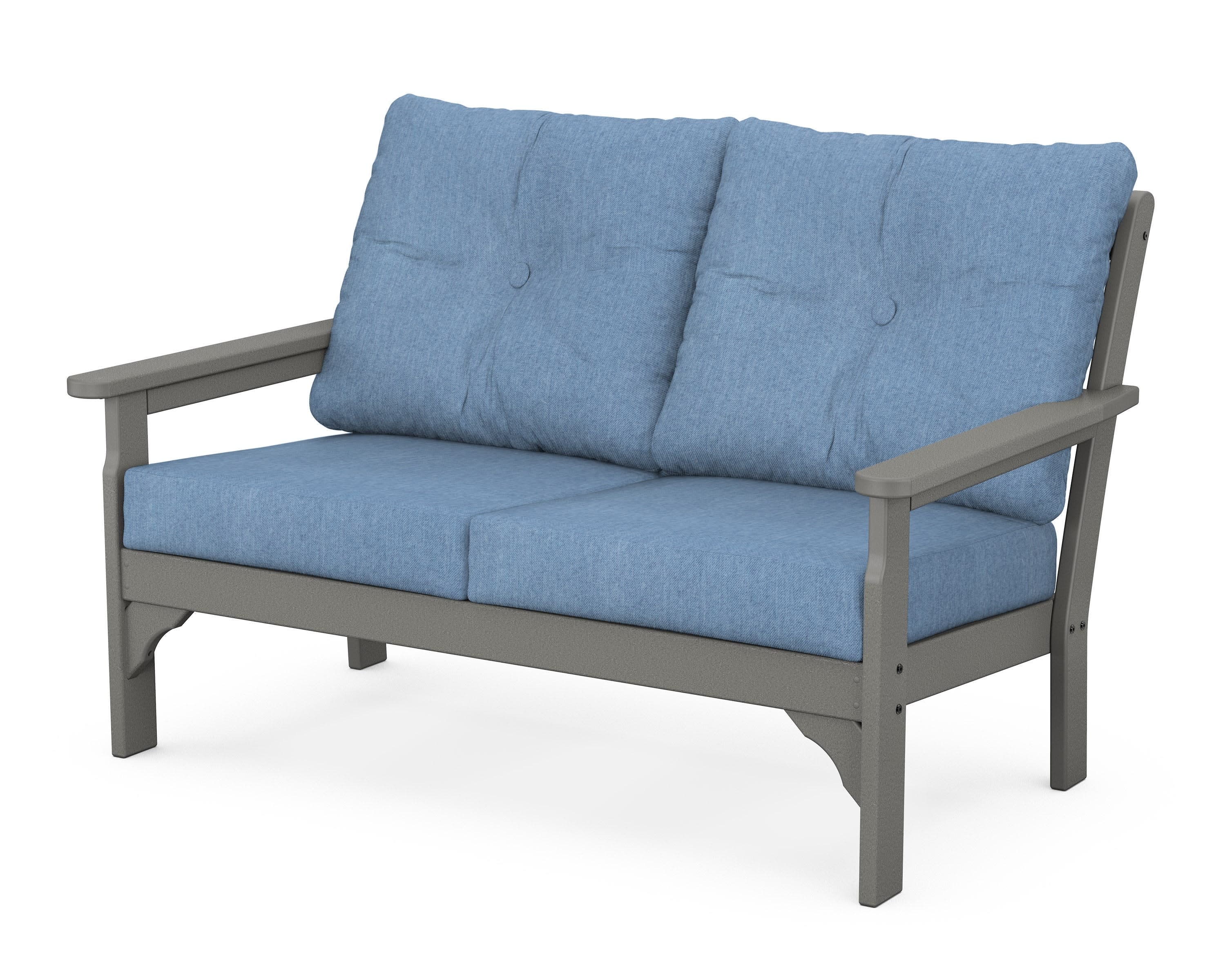 Vineyard Deep Seating Loveseat in Slate Grey / Sky Blue