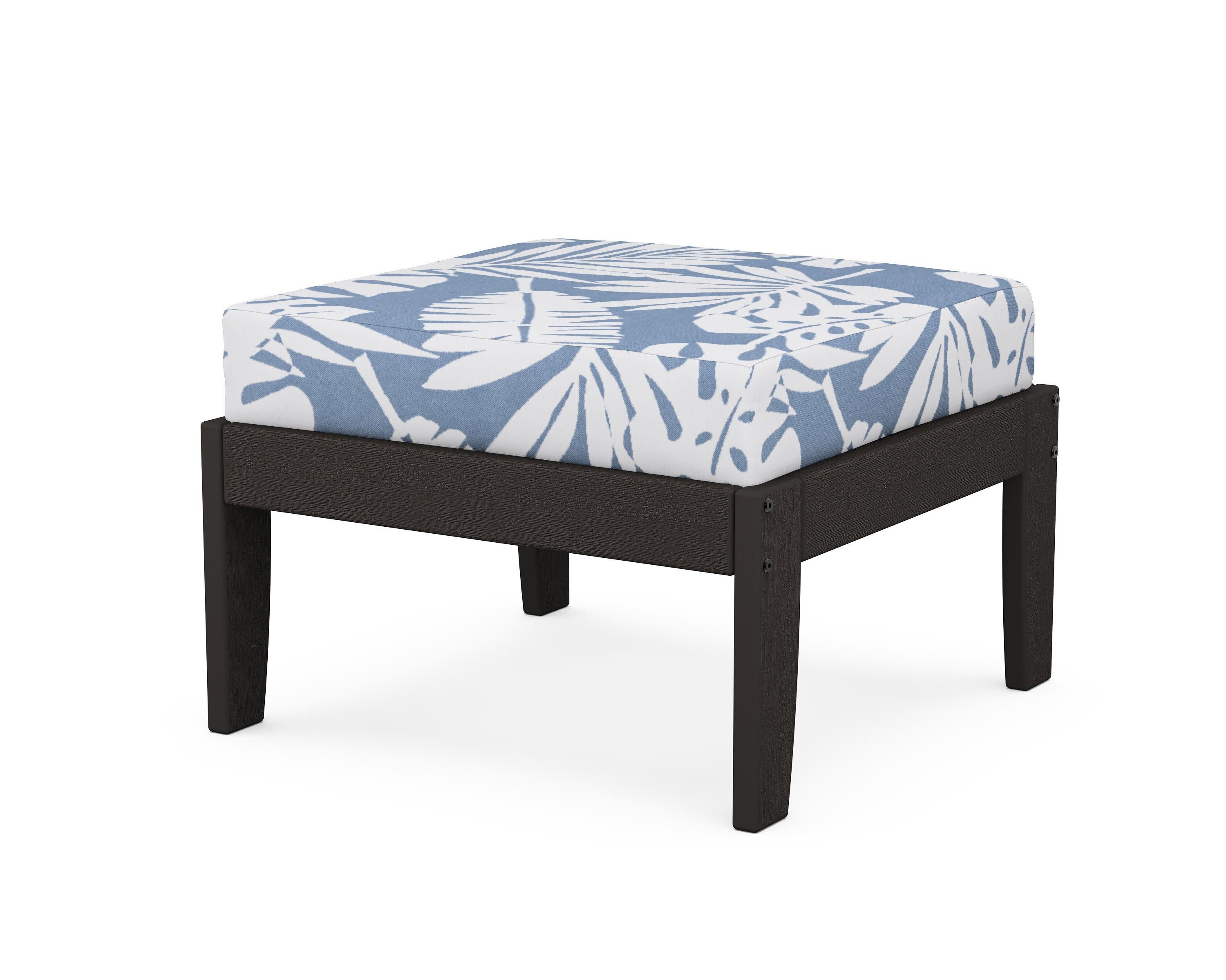 Modular Ottoman - Classic in Vintage Coffee / Leaf Sky Blue