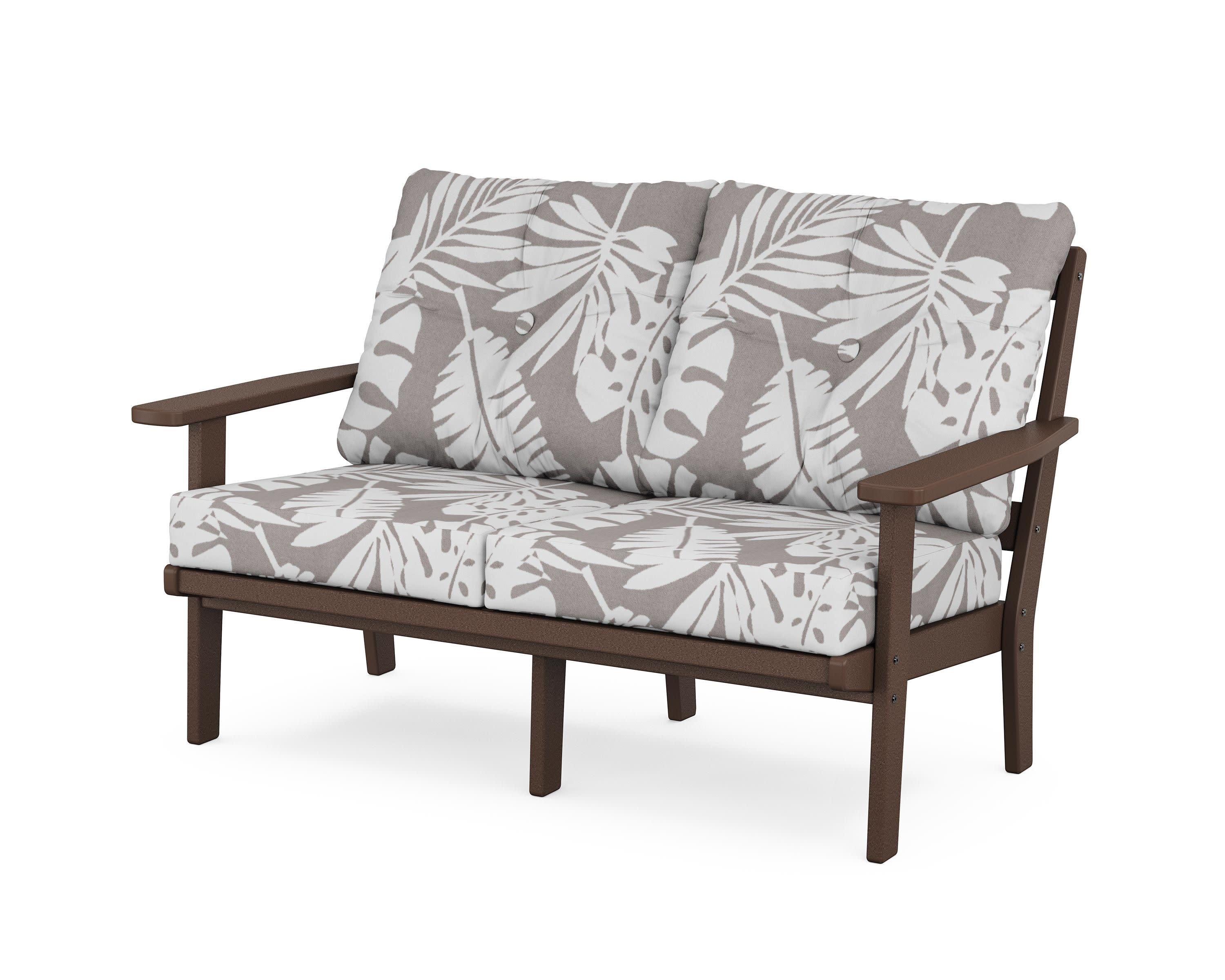 Oxford Deep SeatingLoveseat in Mahogany / Leaf Grey Mist