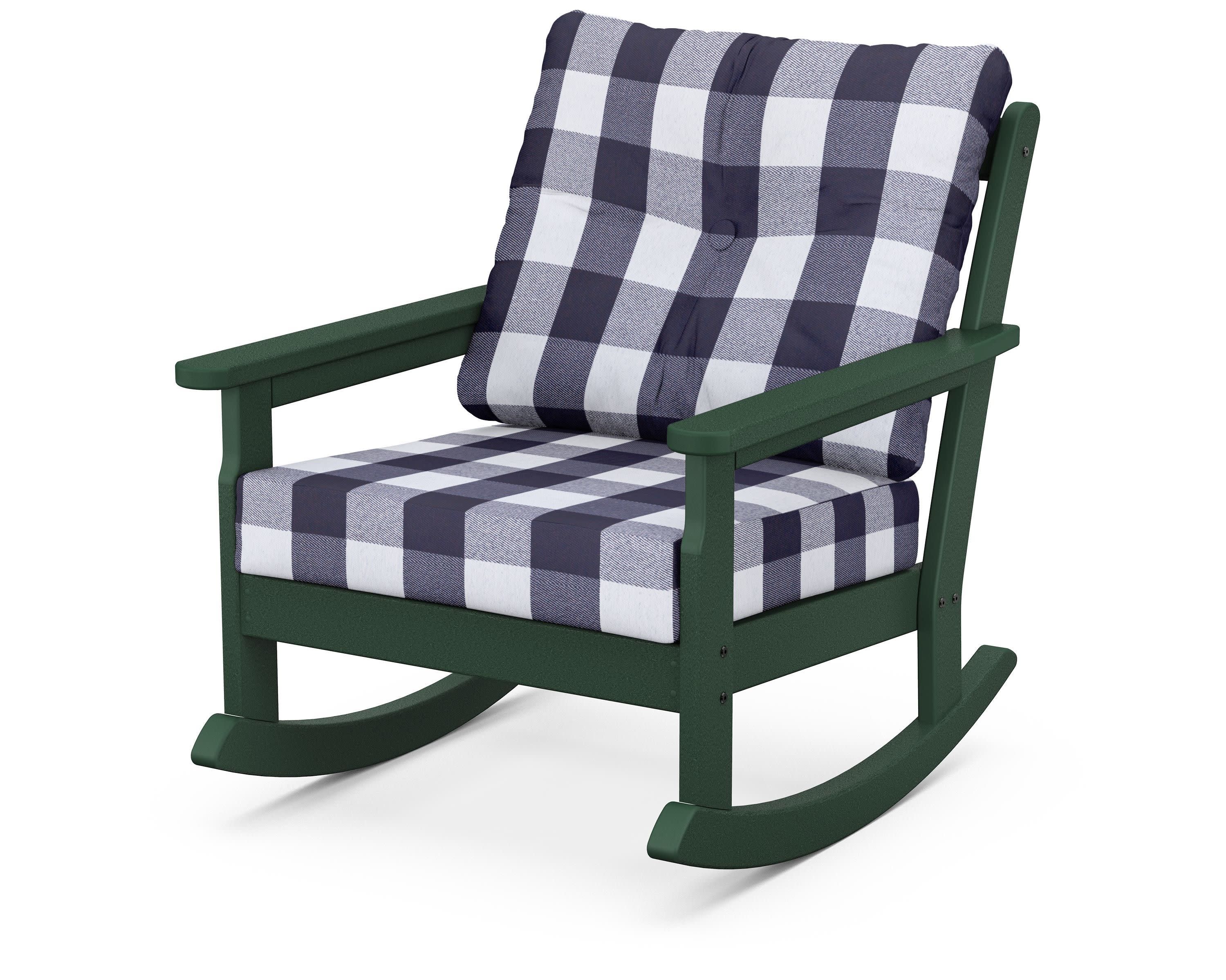 Vineyard Deep Seating Rocking Chair in Green / Buffalo Plaid Navy