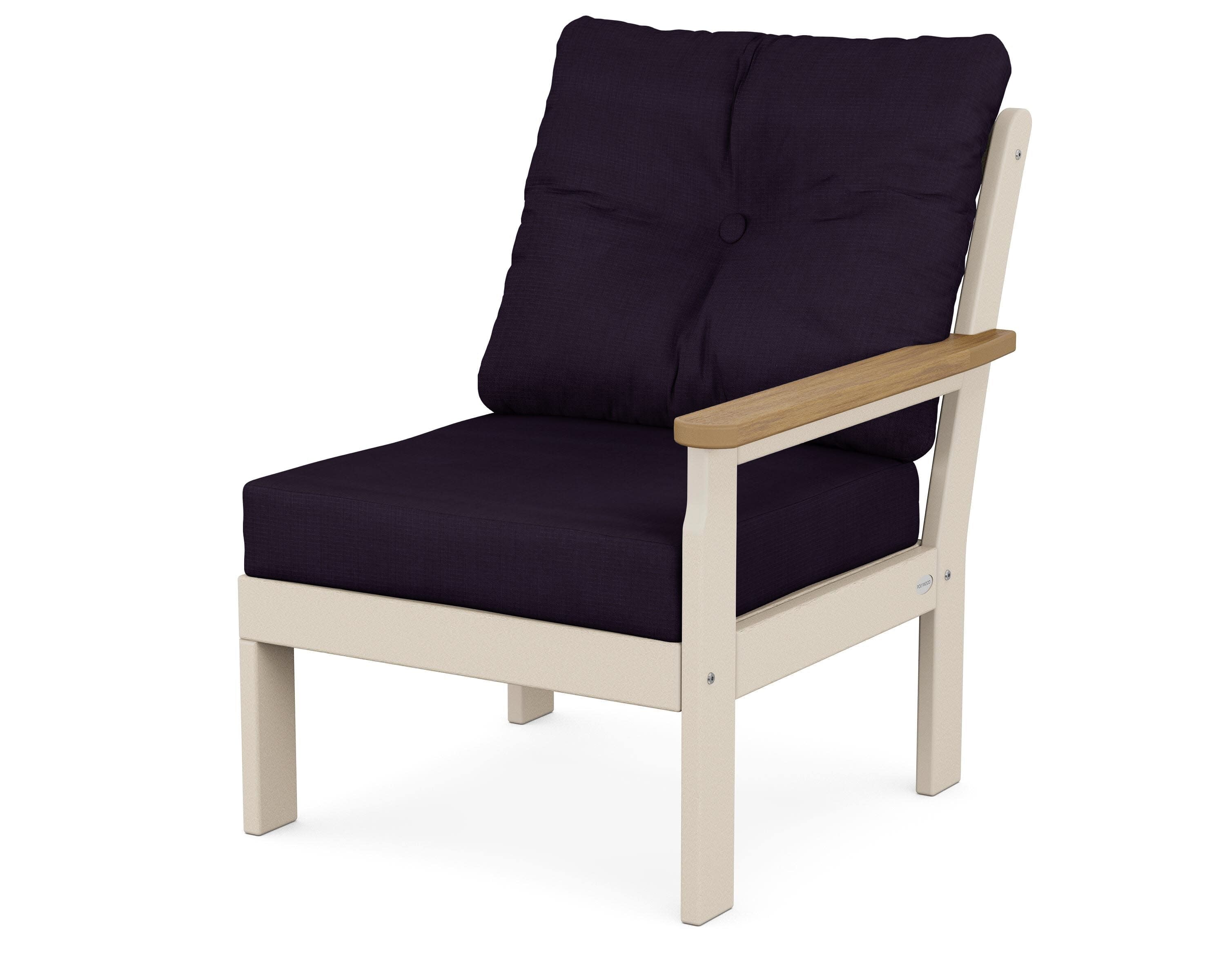 Vineyard Modular Right Arm Chair in Sand / Natural / Navy Linen
