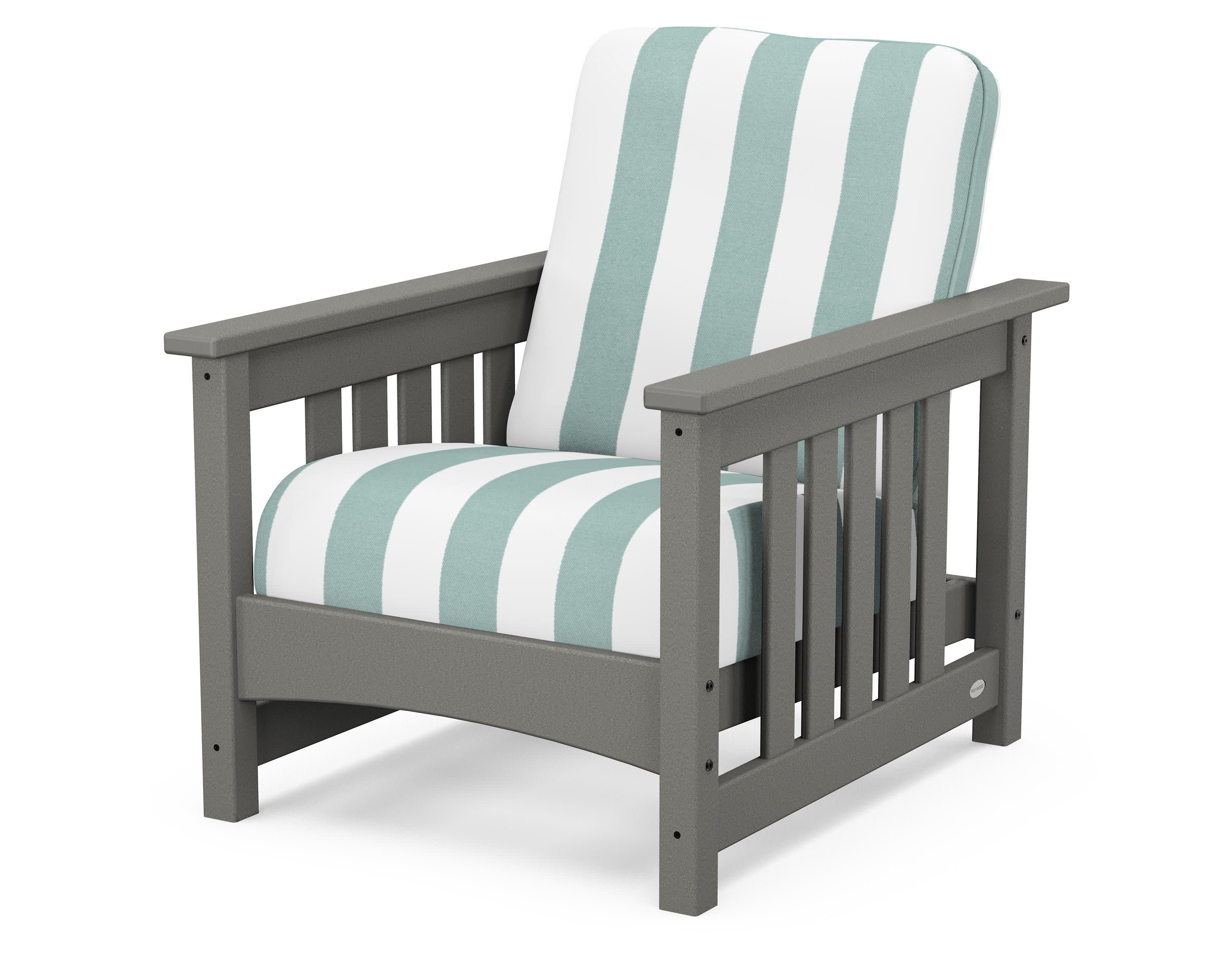 Club Mission Chair in Slate Grey / Cabana Stripe Glacier Spa