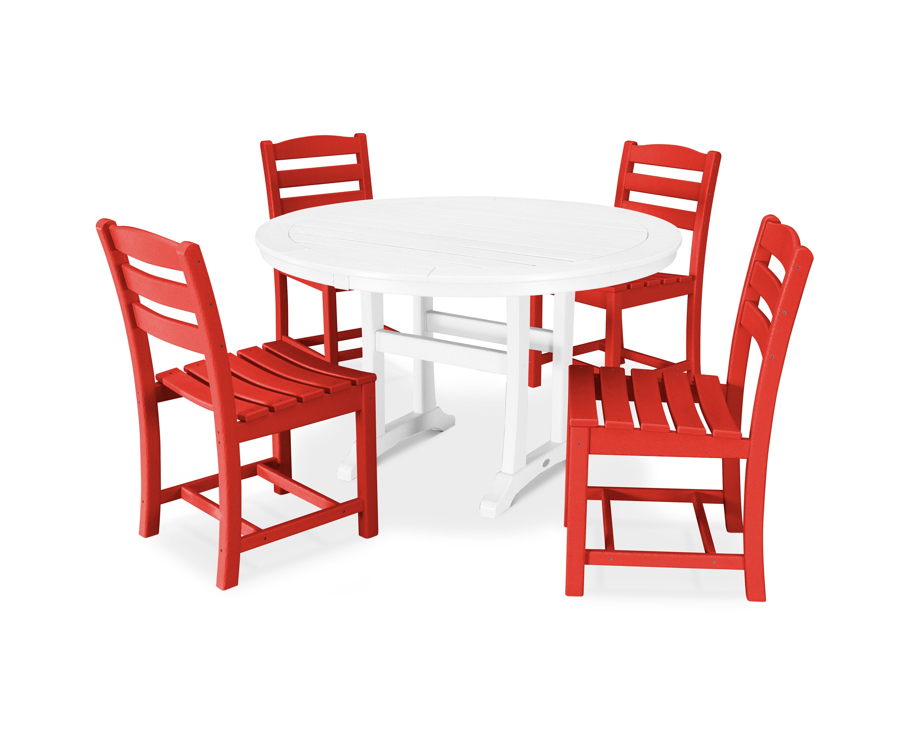 La Casa Caf 5-Piece Side Chair Dining Set in Sunset Red / White