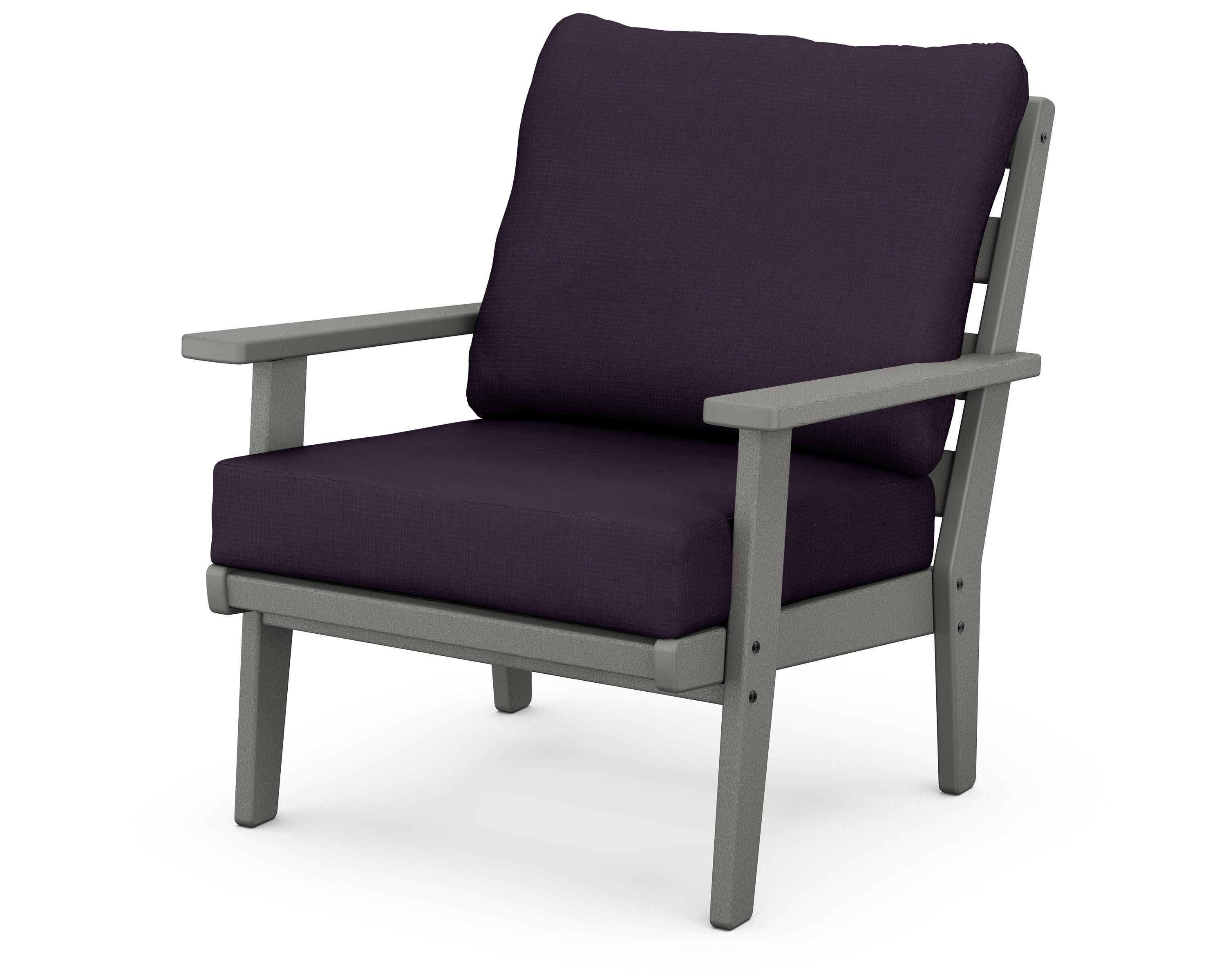 Grant Park Deep Seating Chair in Slate Grey / Navy Linen