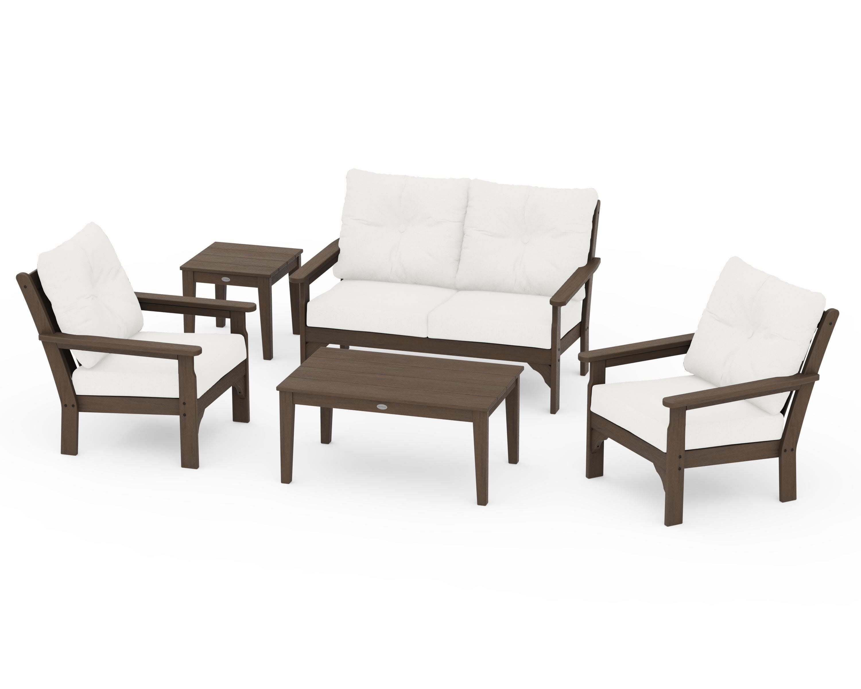 Vineyard 5-Piece Deep Seating Set in Kona / Natural Linen