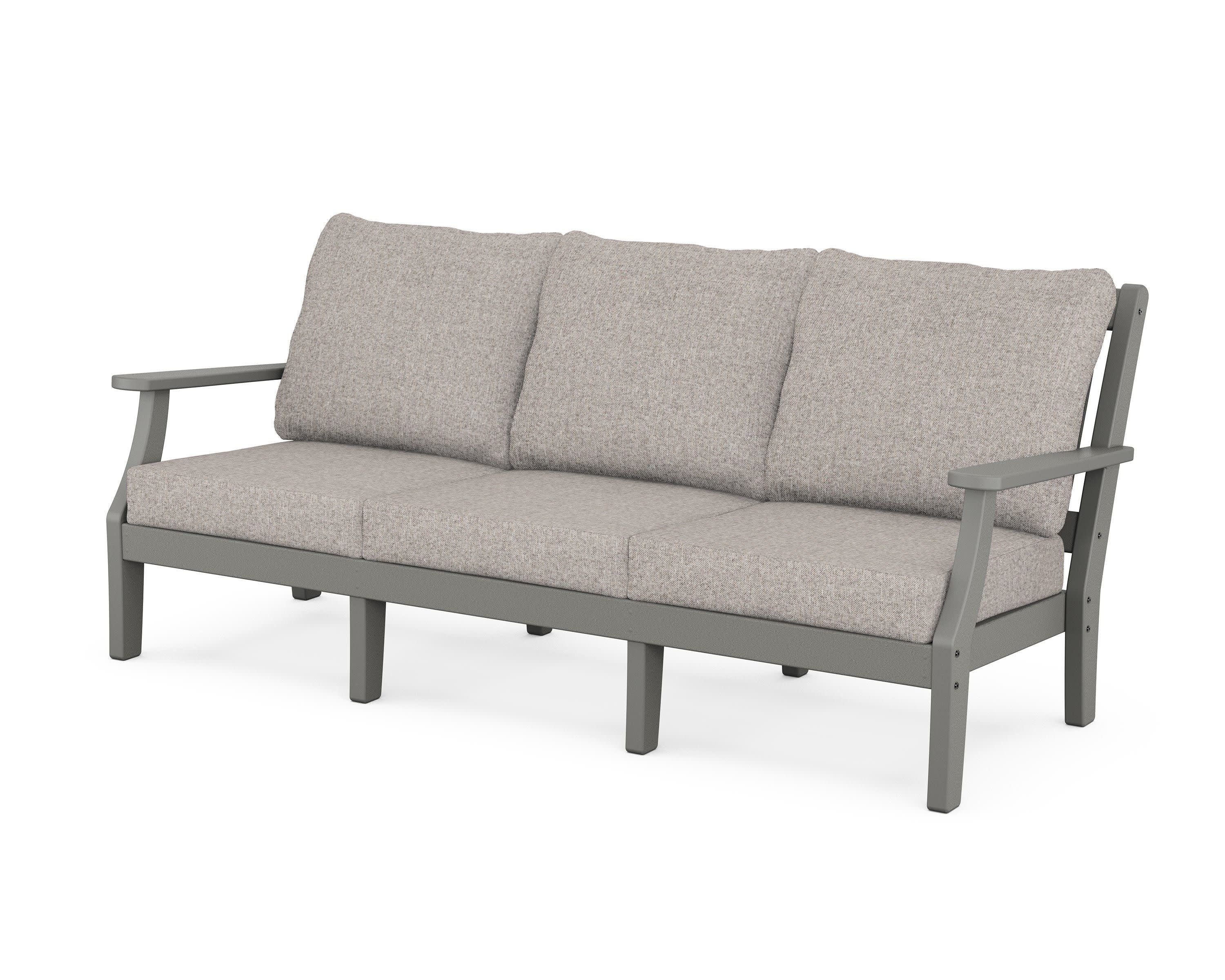 Chinoiserie Deep Seating Sofa in Slate Grey / Weathered Tweed