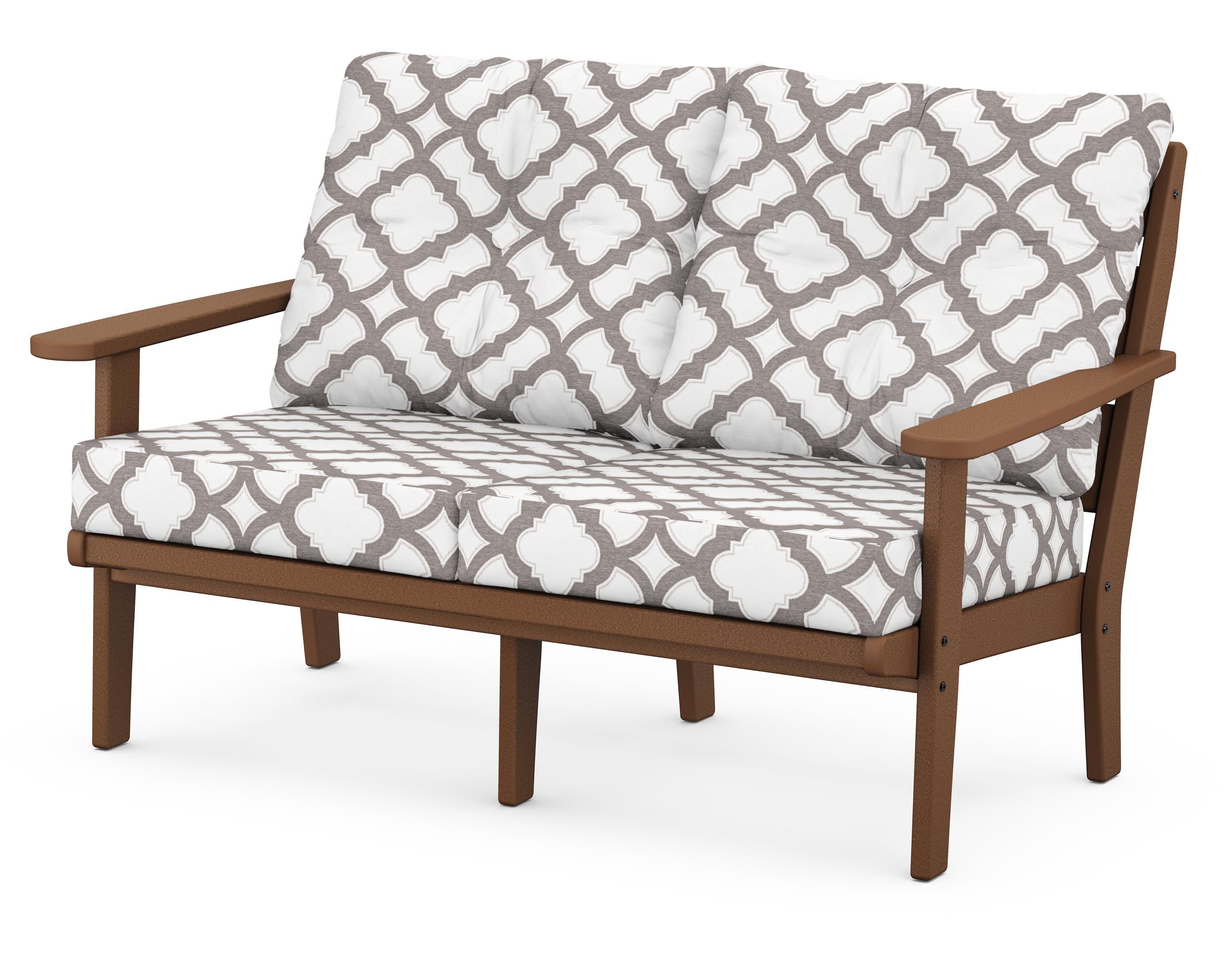Lakeside Deep Seating Loveseat in Teak / Trellis Grey Mist