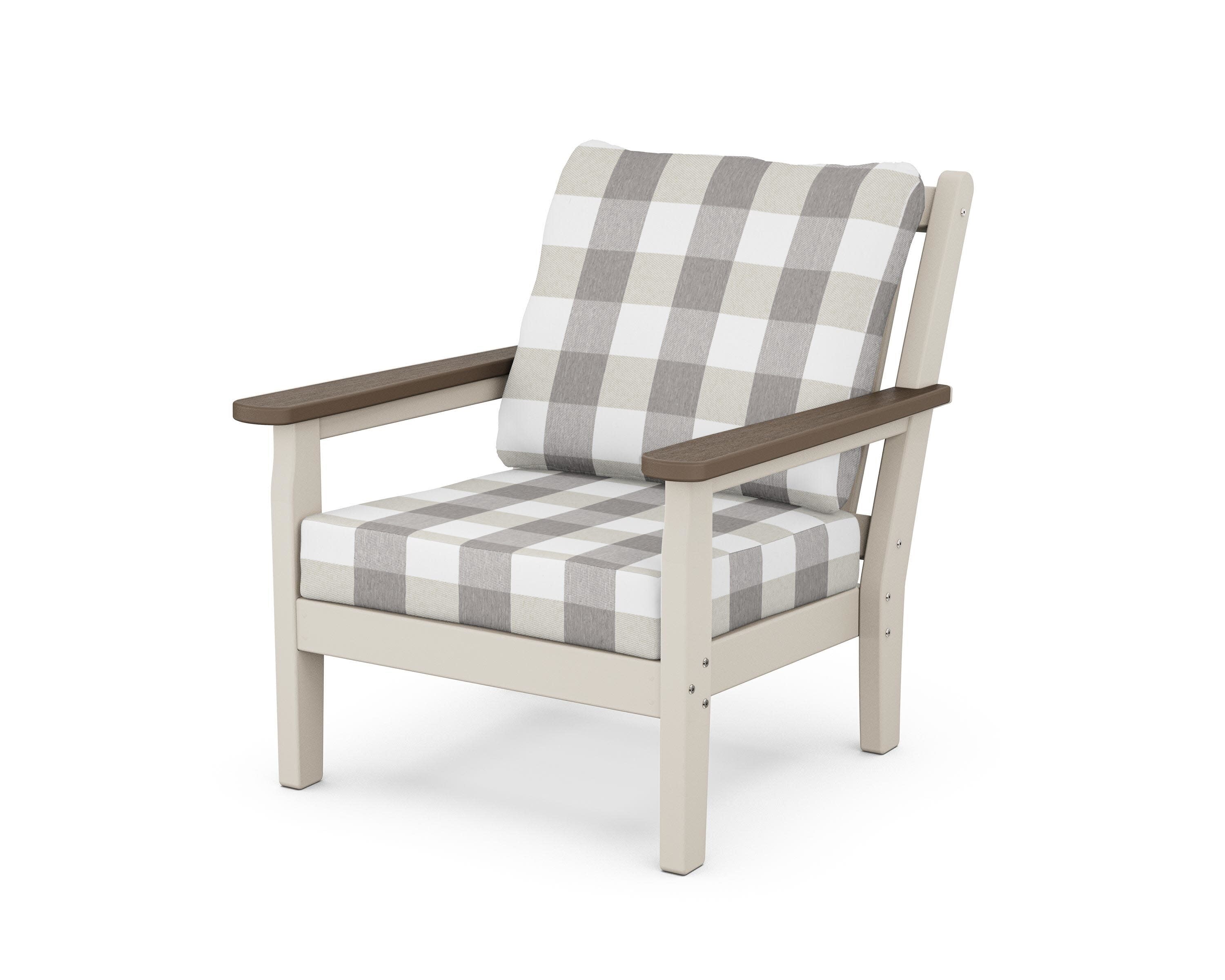 Chippendale Deep Seating Chair in Sand / Kona / Buffalo Plaid Grey Mist