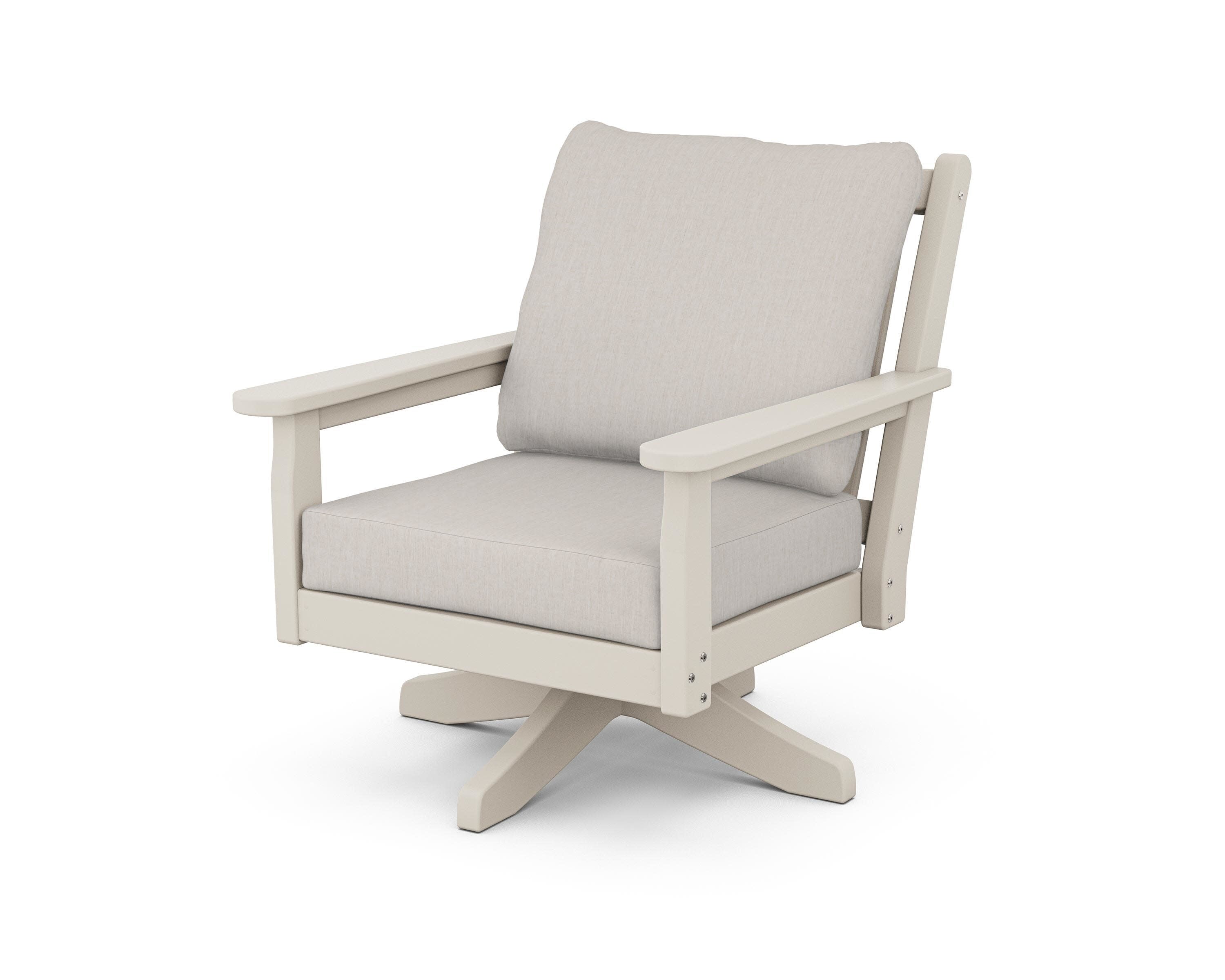 Chippendale Deep Seating Swivel Chair in Sand / Cast Ash
