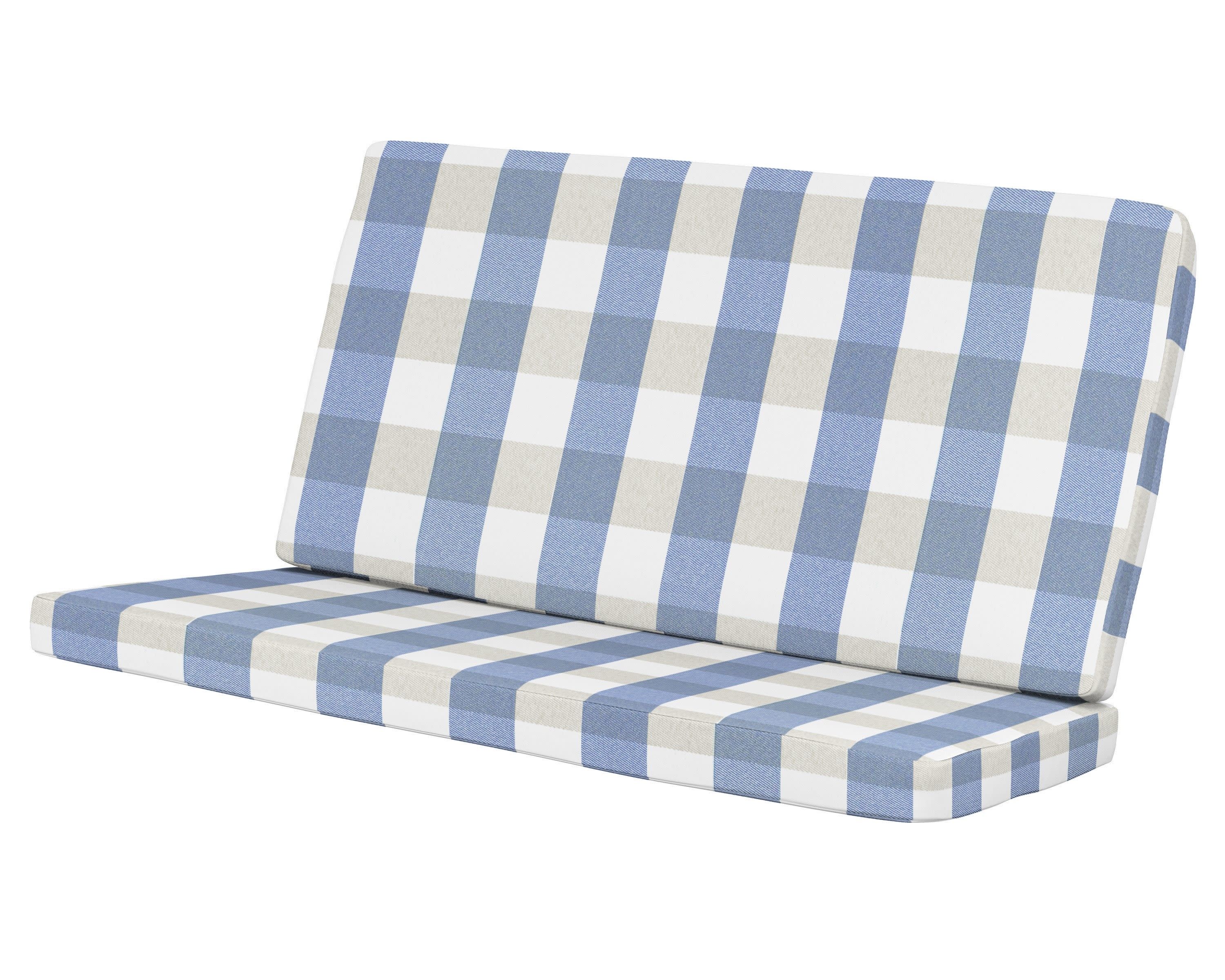 Modern Loveseat Cushion in Buffalo Plaid Sky Blue