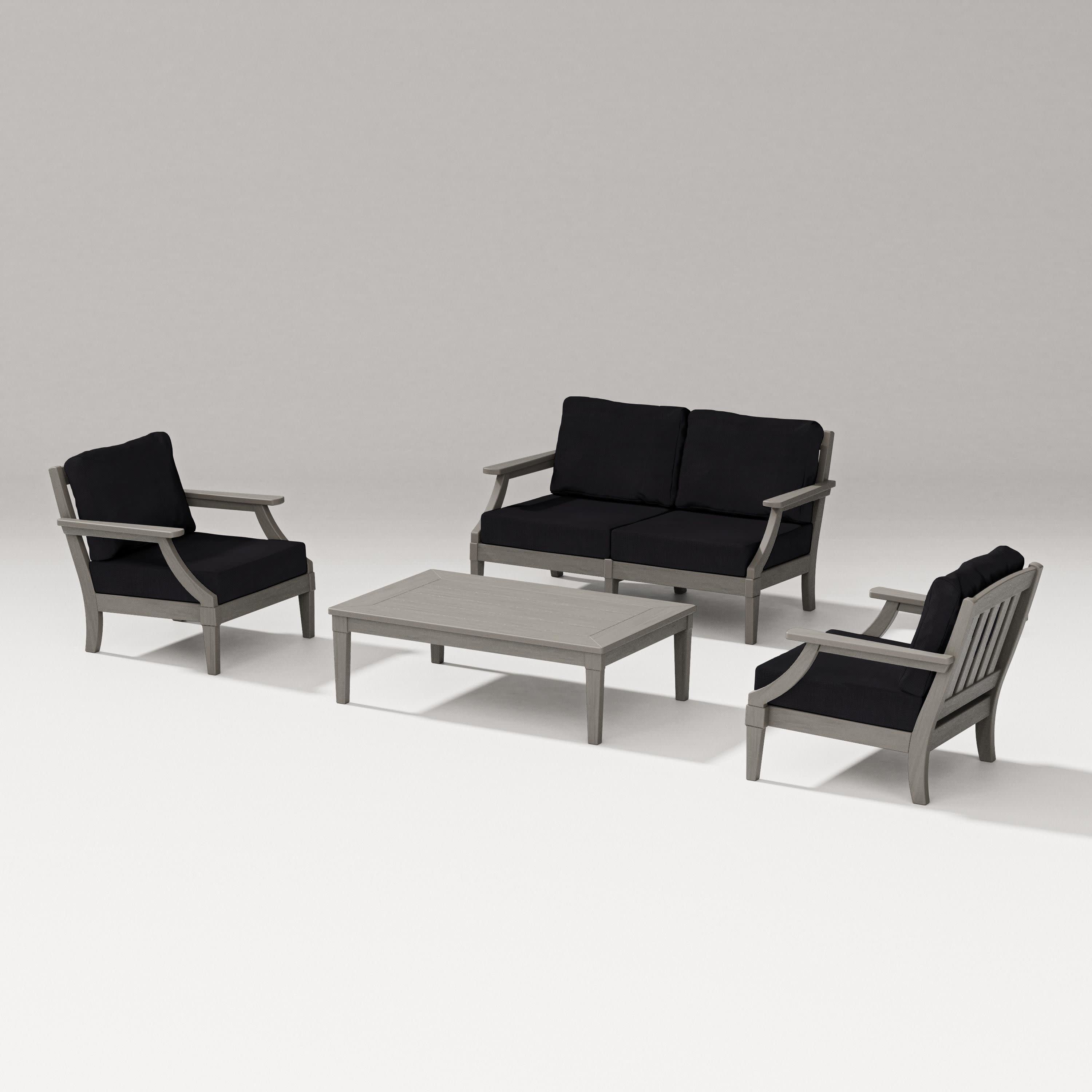 Estate Lounge 4-Piece Loveseat Set in Driftwood / Midnight Linen