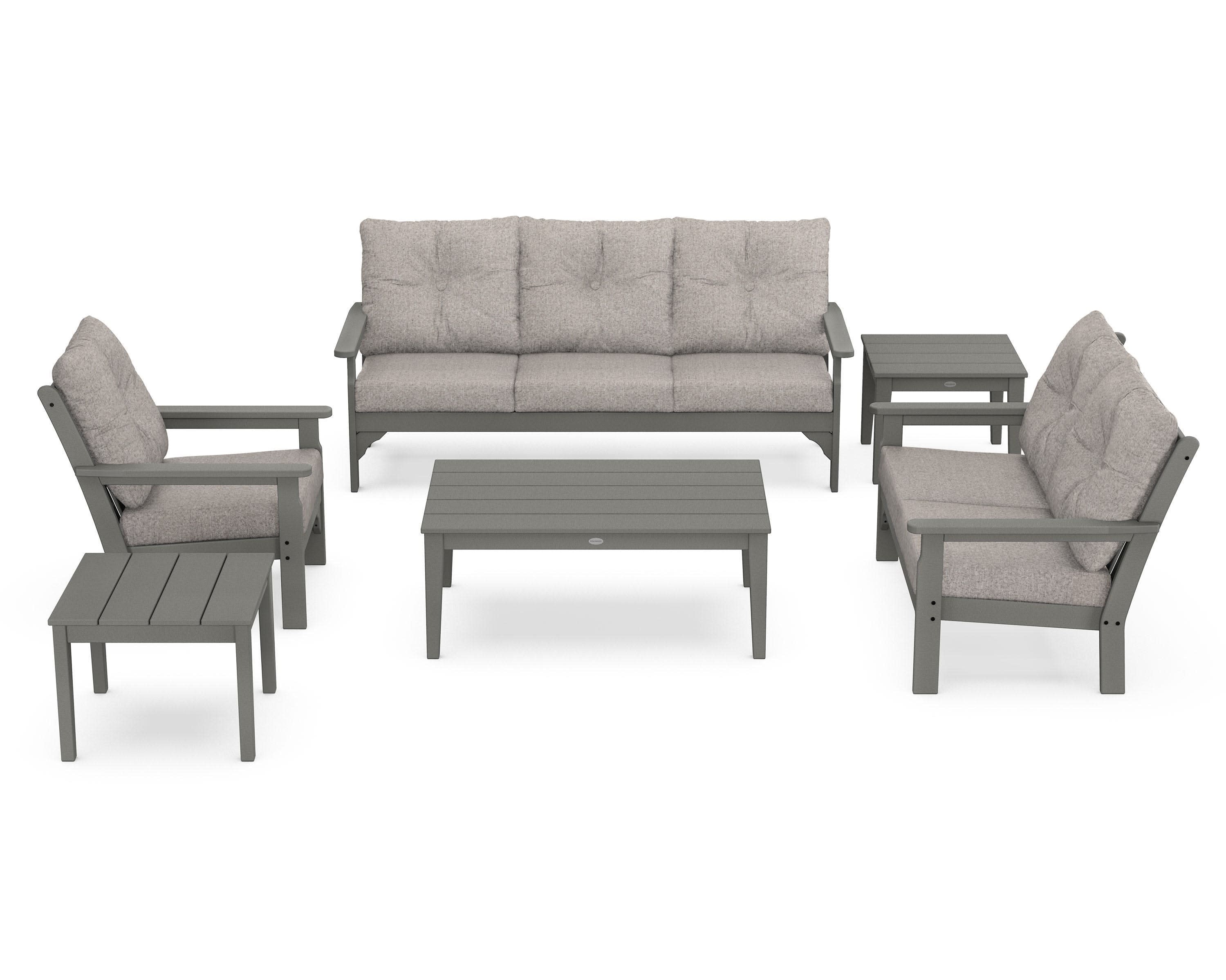 Vineyard 6-Piece Deep Seating Set in Slate Grey / Weathered Tweed
