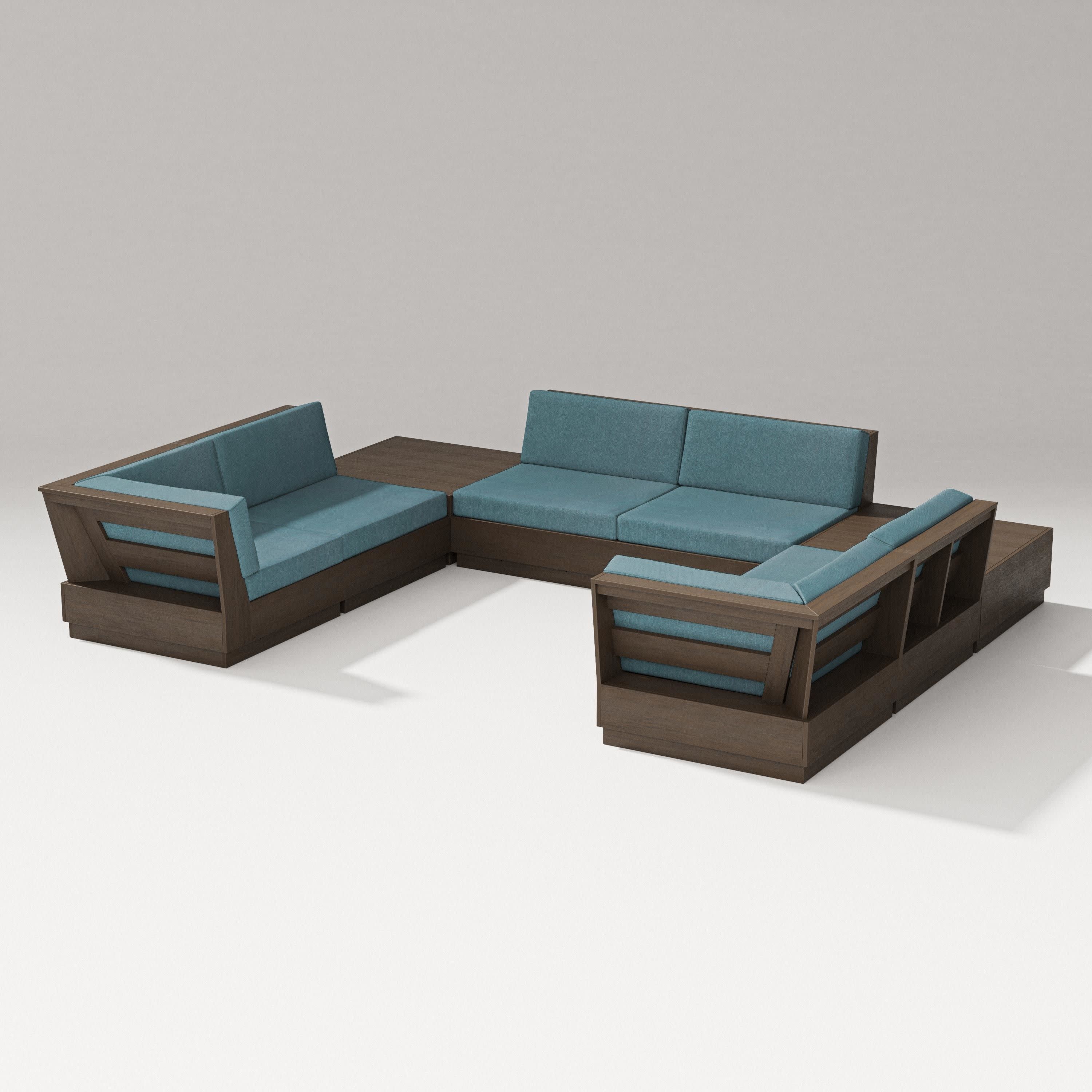 Elevate 8-Piece U-Shaped Sectional in Kona / Ocean Teal