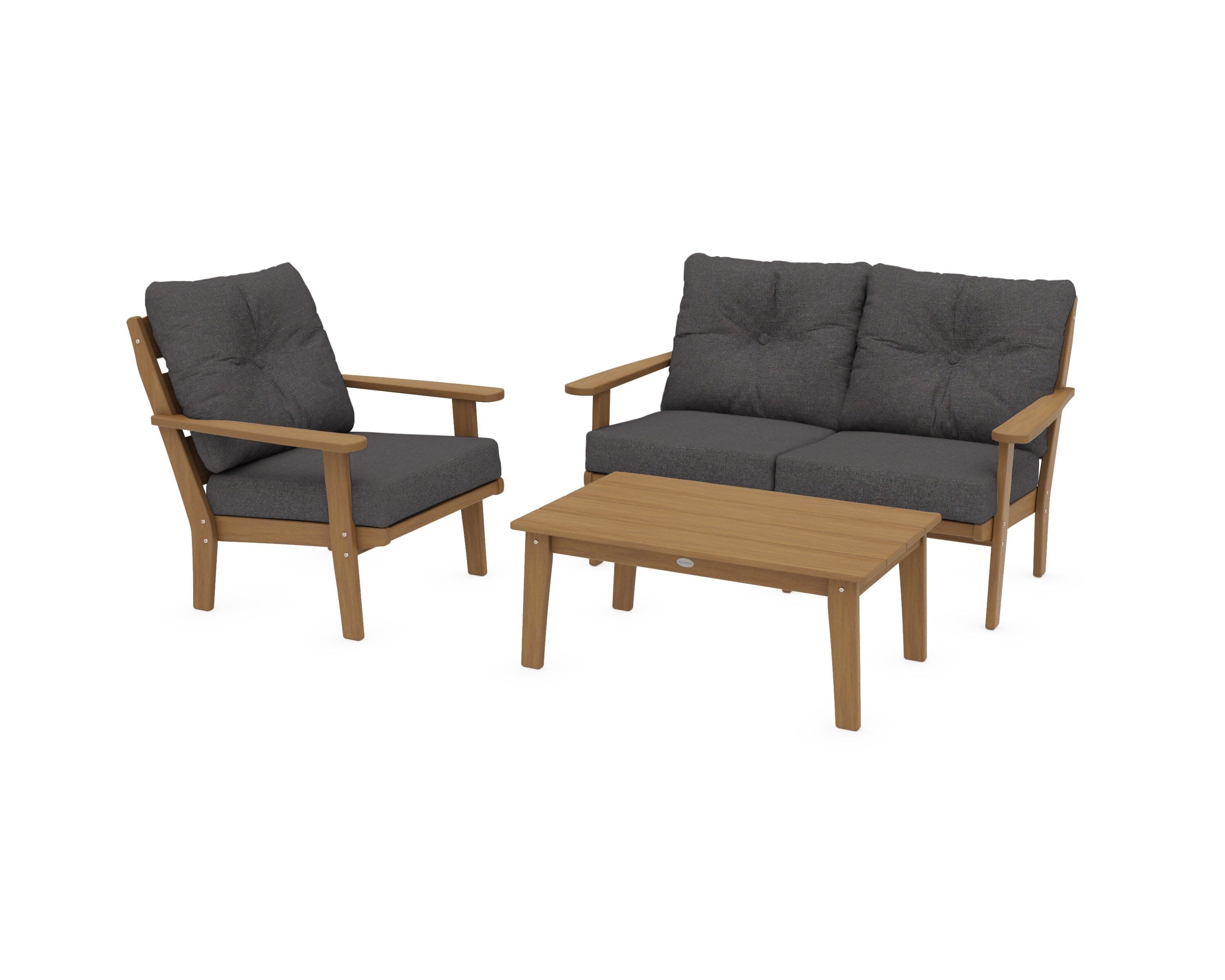 Lakeside 3-Piece Deep Seating Set in Natural / Ash Charcoal