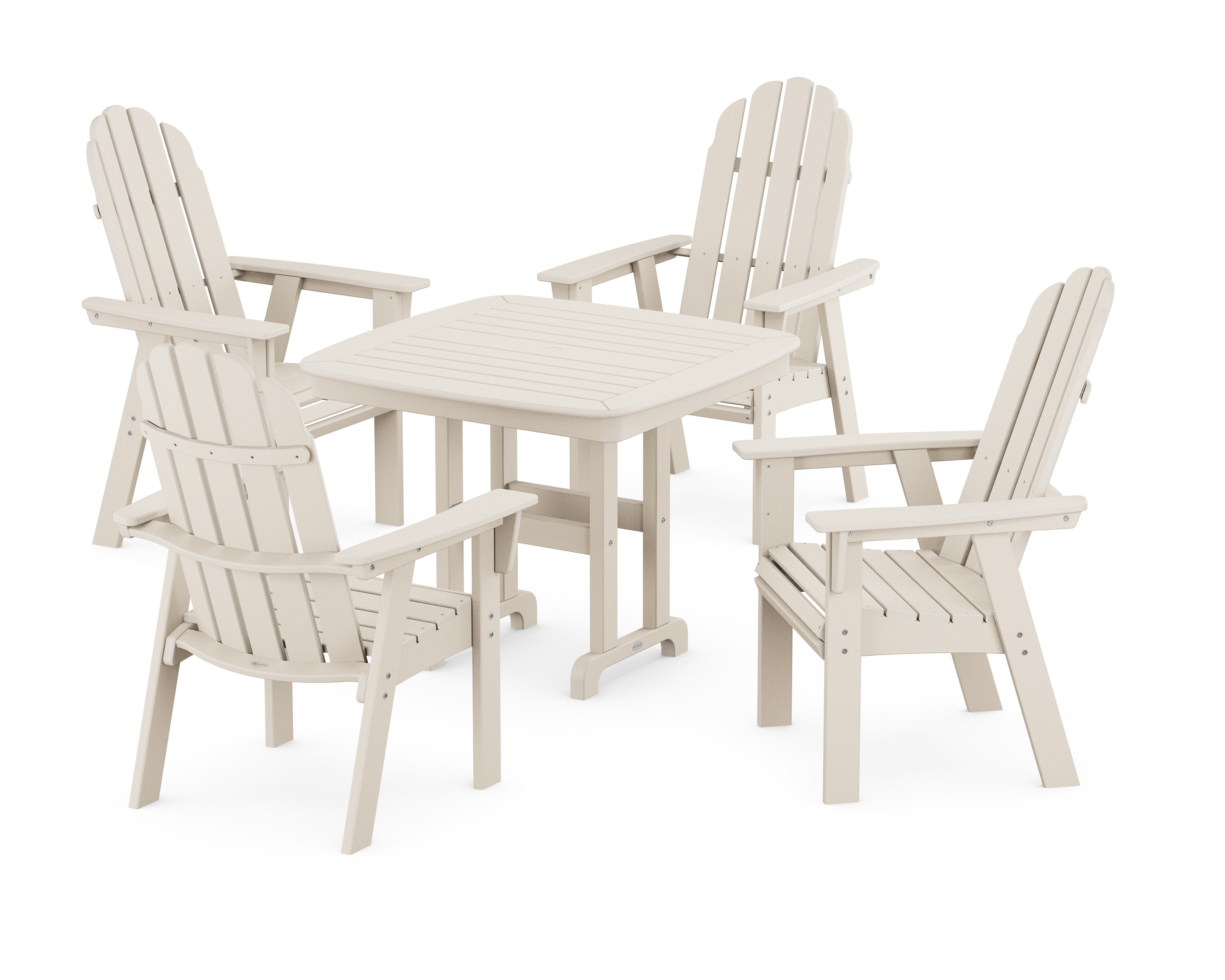 Vineyard Curveback Adirondack 5-Piece Dining Set in Sand