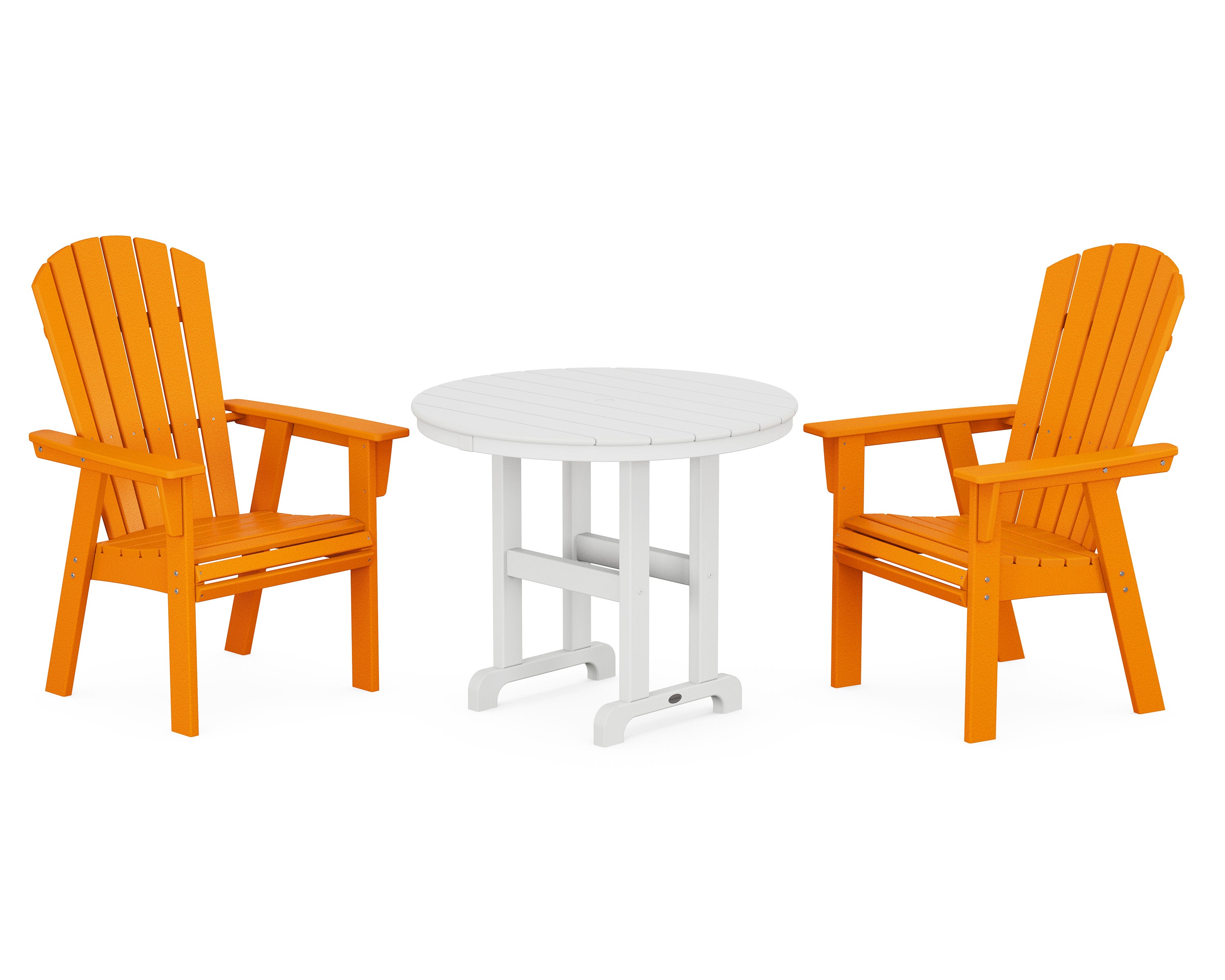 Nautical Adirondack 3-Piece Round Dining Set in Tangerine / White