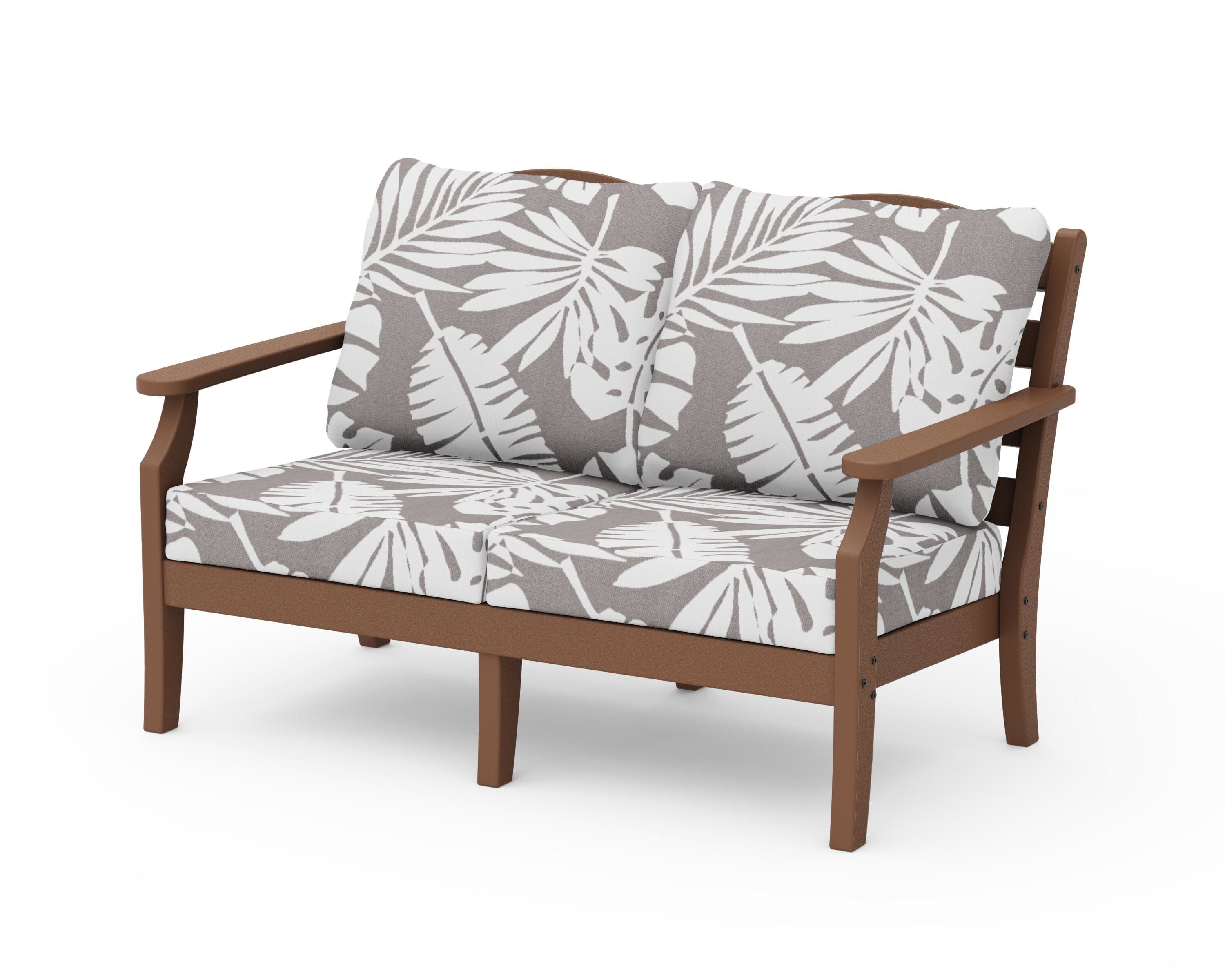 Savannah Deep Seating Loveseat in Teak / Leaf Grey Mist