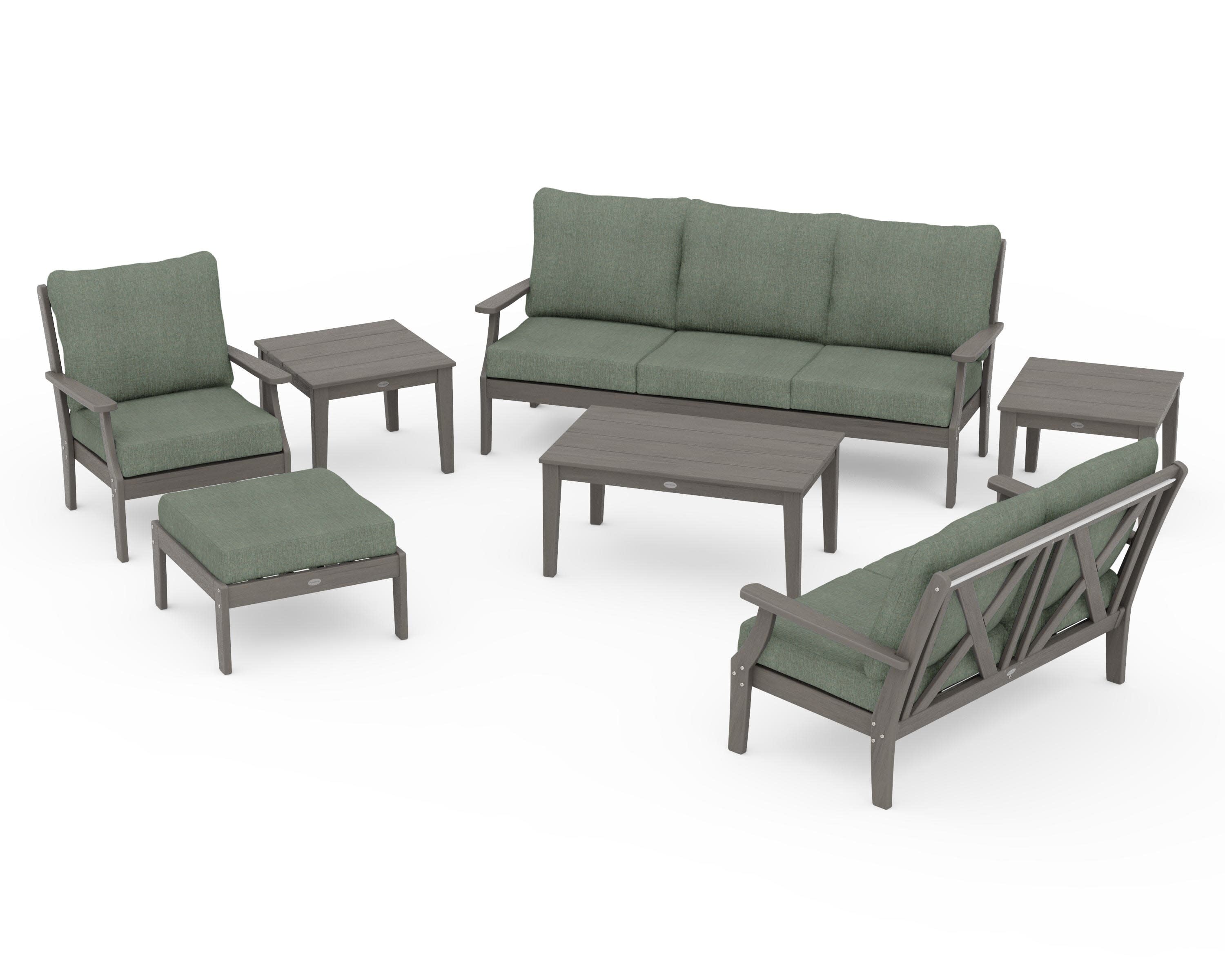 Braxton 7-Piece Deep Seating Set in Driftwood / Cast Sage
