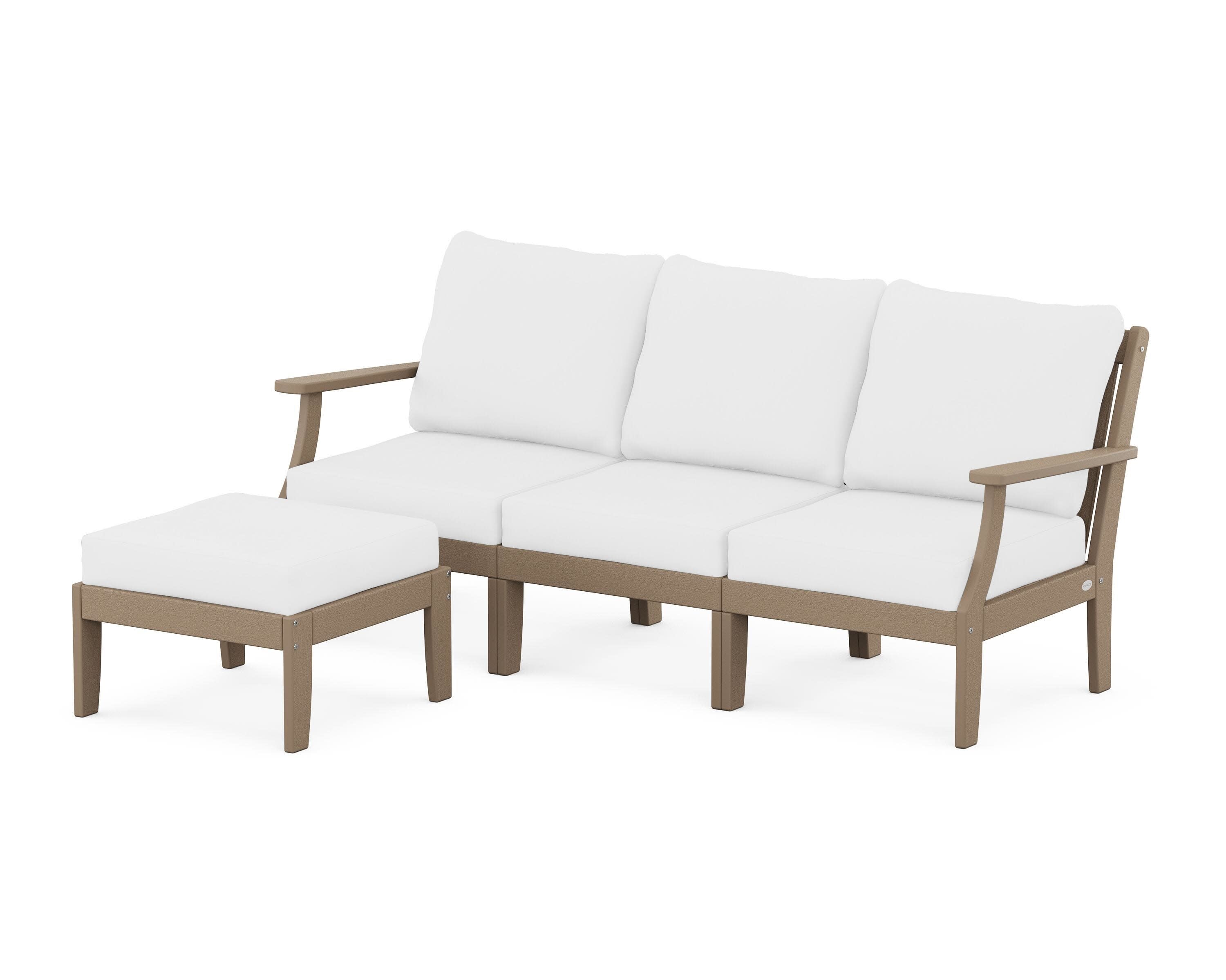 Braxton Modular 4-Piece Deep Seating Set with Ottoman in Vintage Sahara / Natural