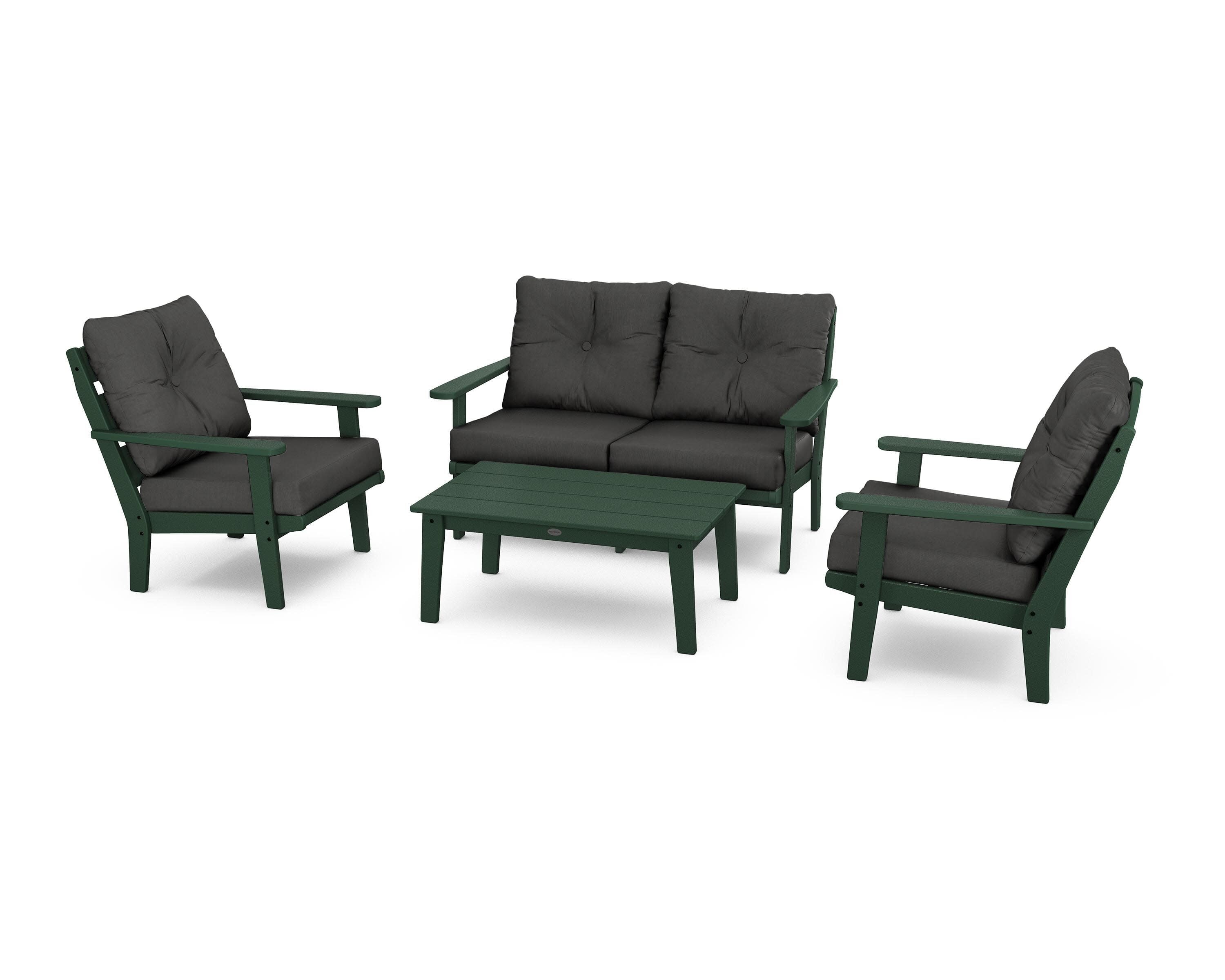 Lakeside 4-Piece Deep Seating Set in Green / Spectrum Carbon