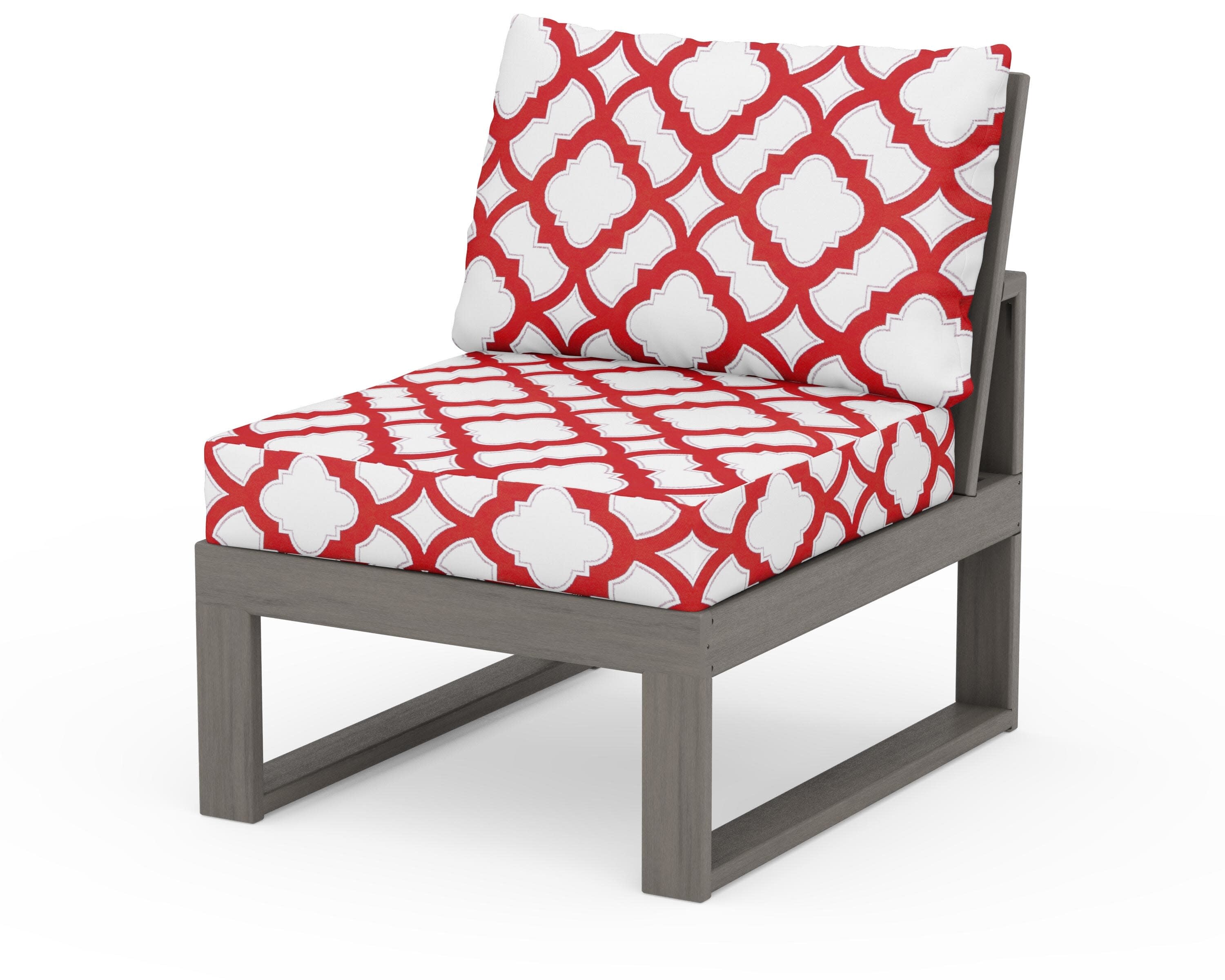 Modular Armless Chair in Driftwood / Trellis Crimson