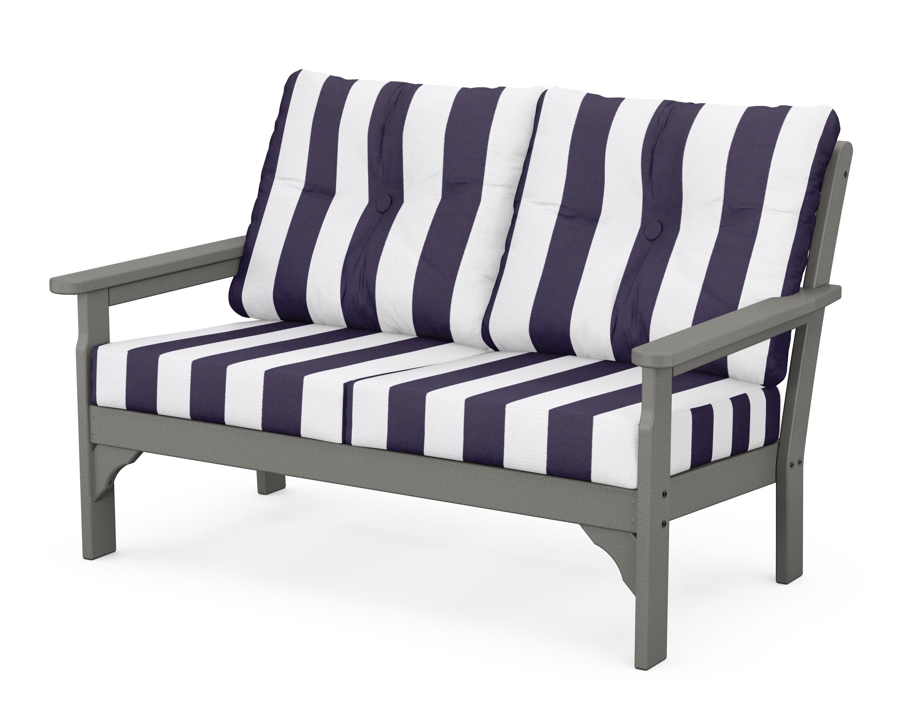 Vineyard Deep Seating Loveseat in Slate Grey / Cabana Stripe Navy
