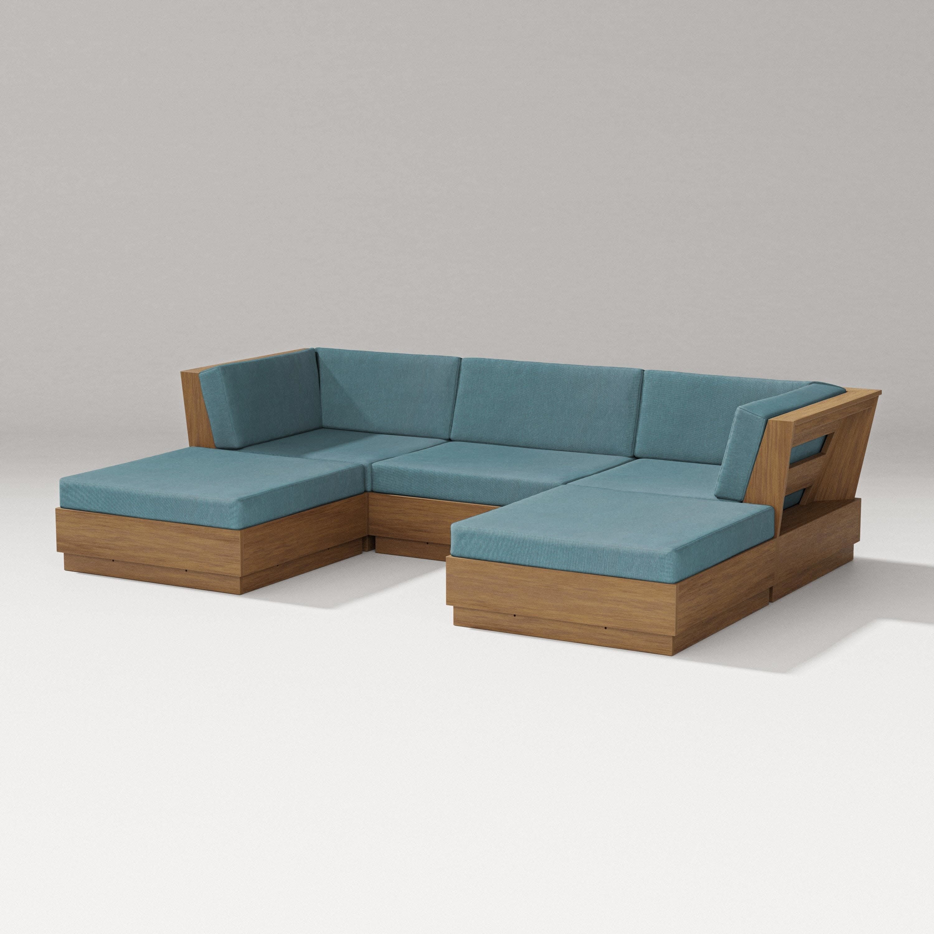 Elevate Double Chaise Sectional in Natural / Ocean Teal