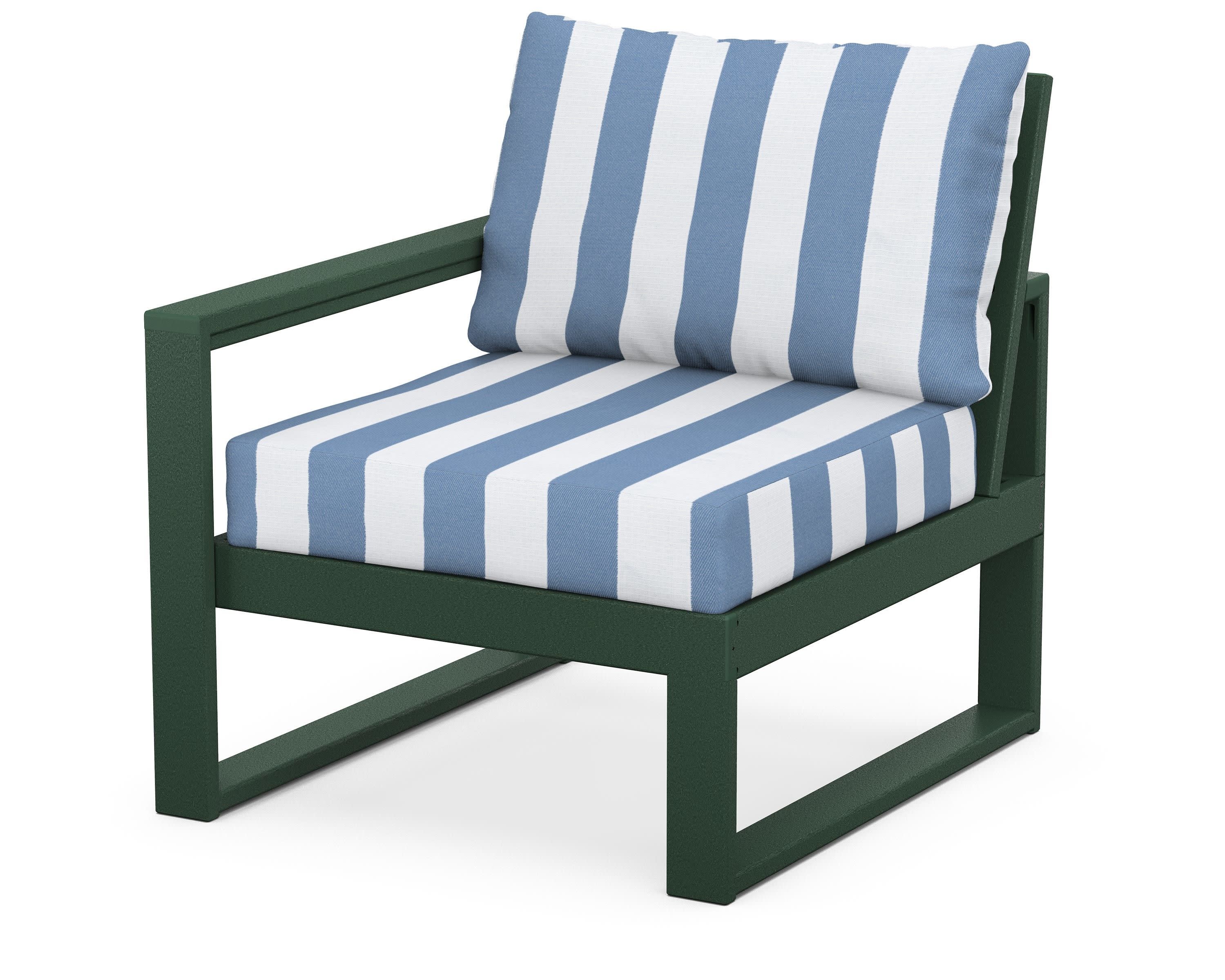 EDGE Modular Left Arm Chair in Green / Cabana Stripe Sky Blue