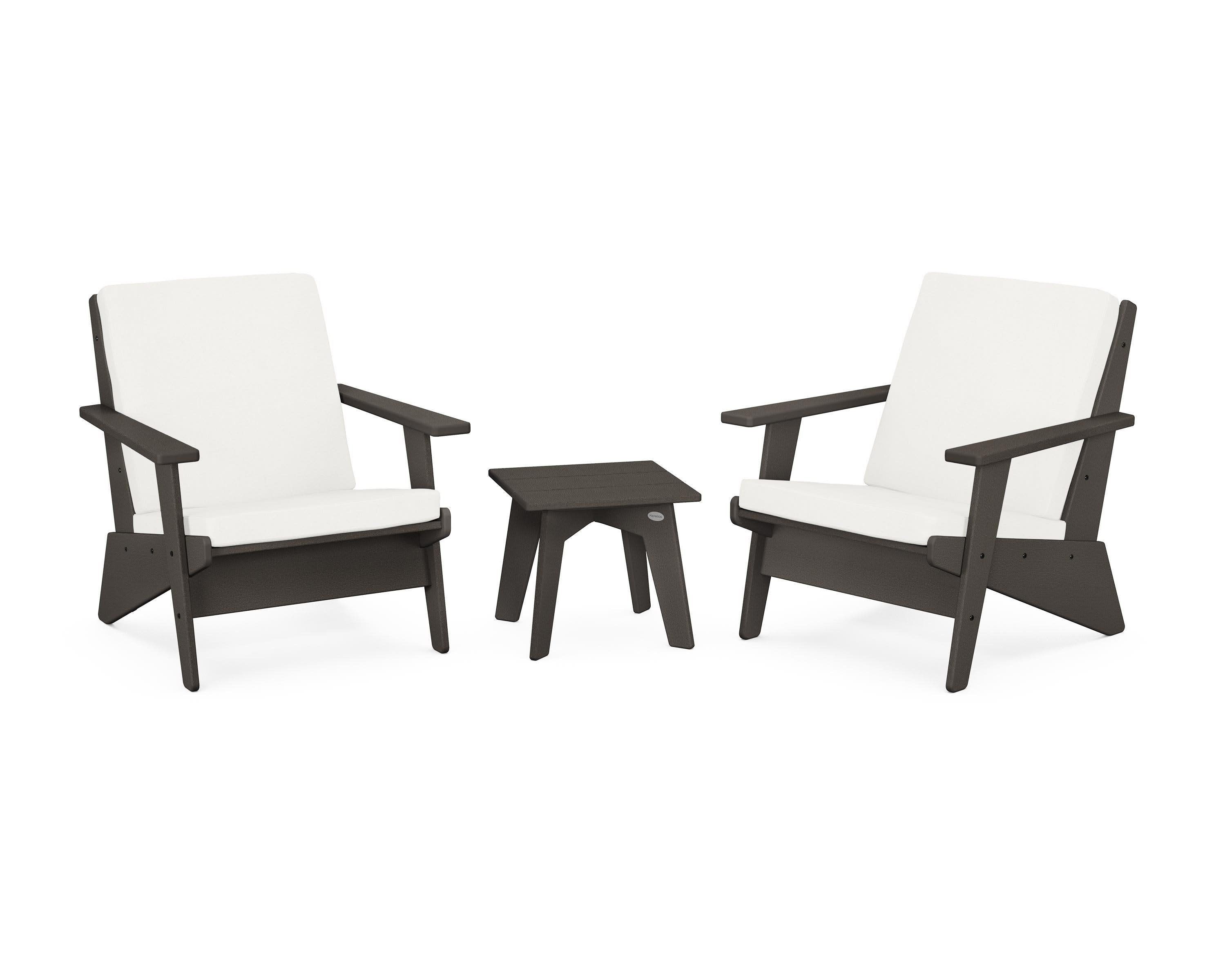 Riviera Modern Lounge 3-Piece Set in Vintage Coffee / Natural Linen