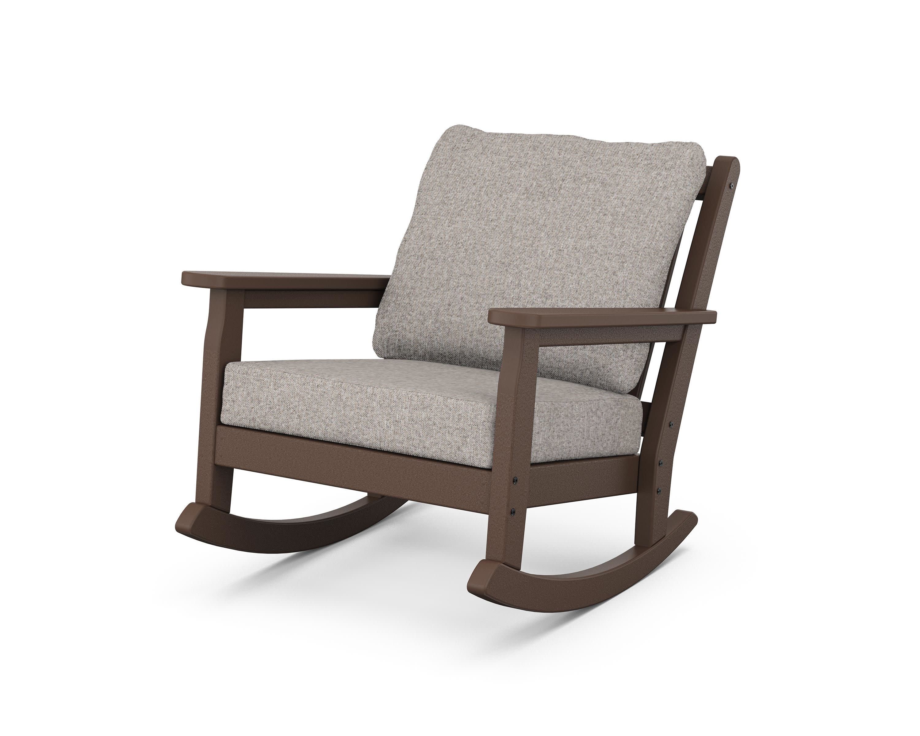 Chippendale Deep Seating Rocking Chair in Mahogany / Weathered Tweed