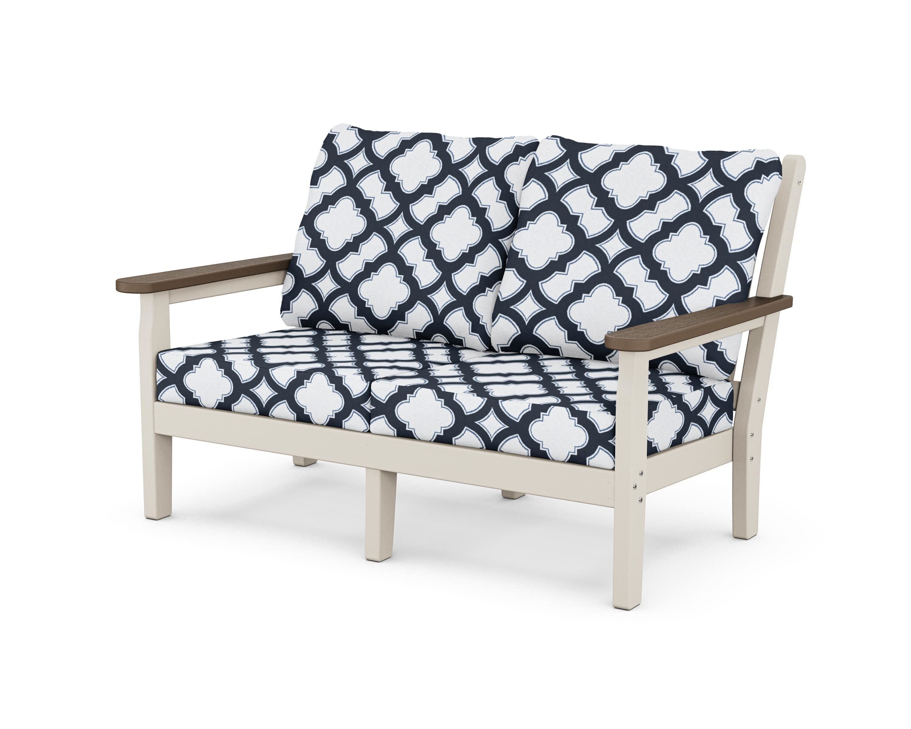 Chippendale Deep Seating Loveseat in Sand / Kona / Trellis Marine Indigo