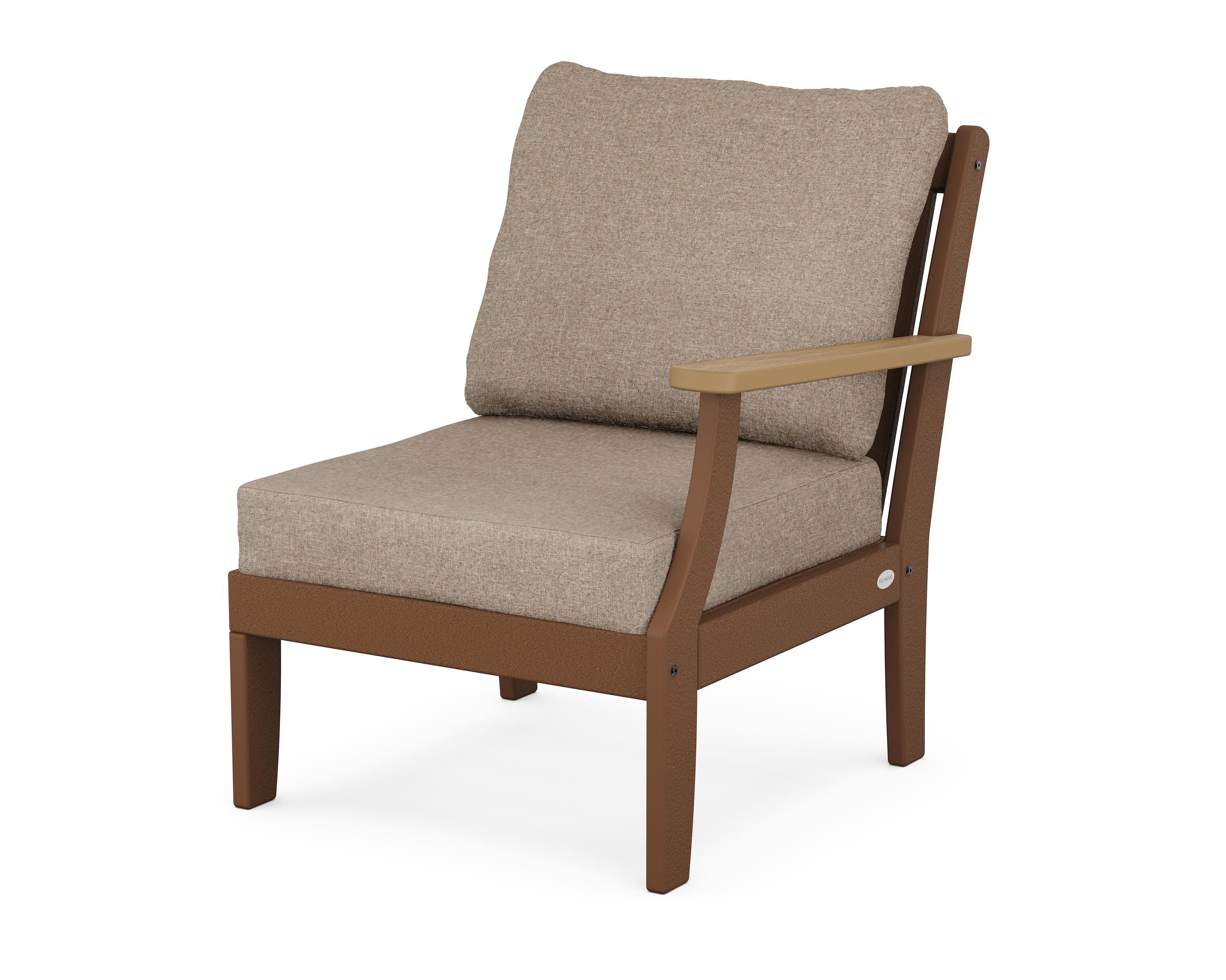Braxton Modular Right Arm Chair in Teak / Natural / Spiced Burlap