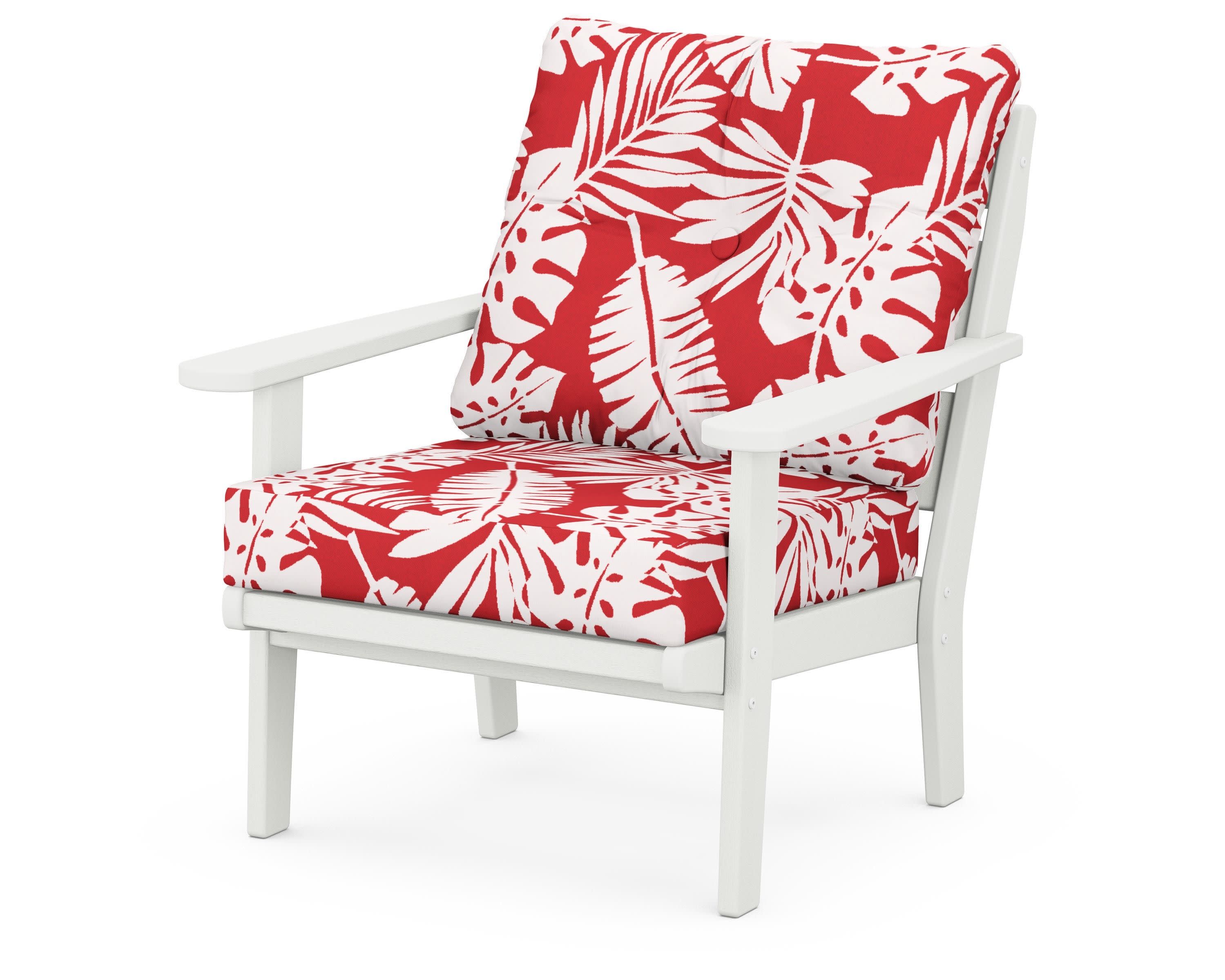 Lakeside Deep Seating Chair in Vintage White / Leaf Crimson