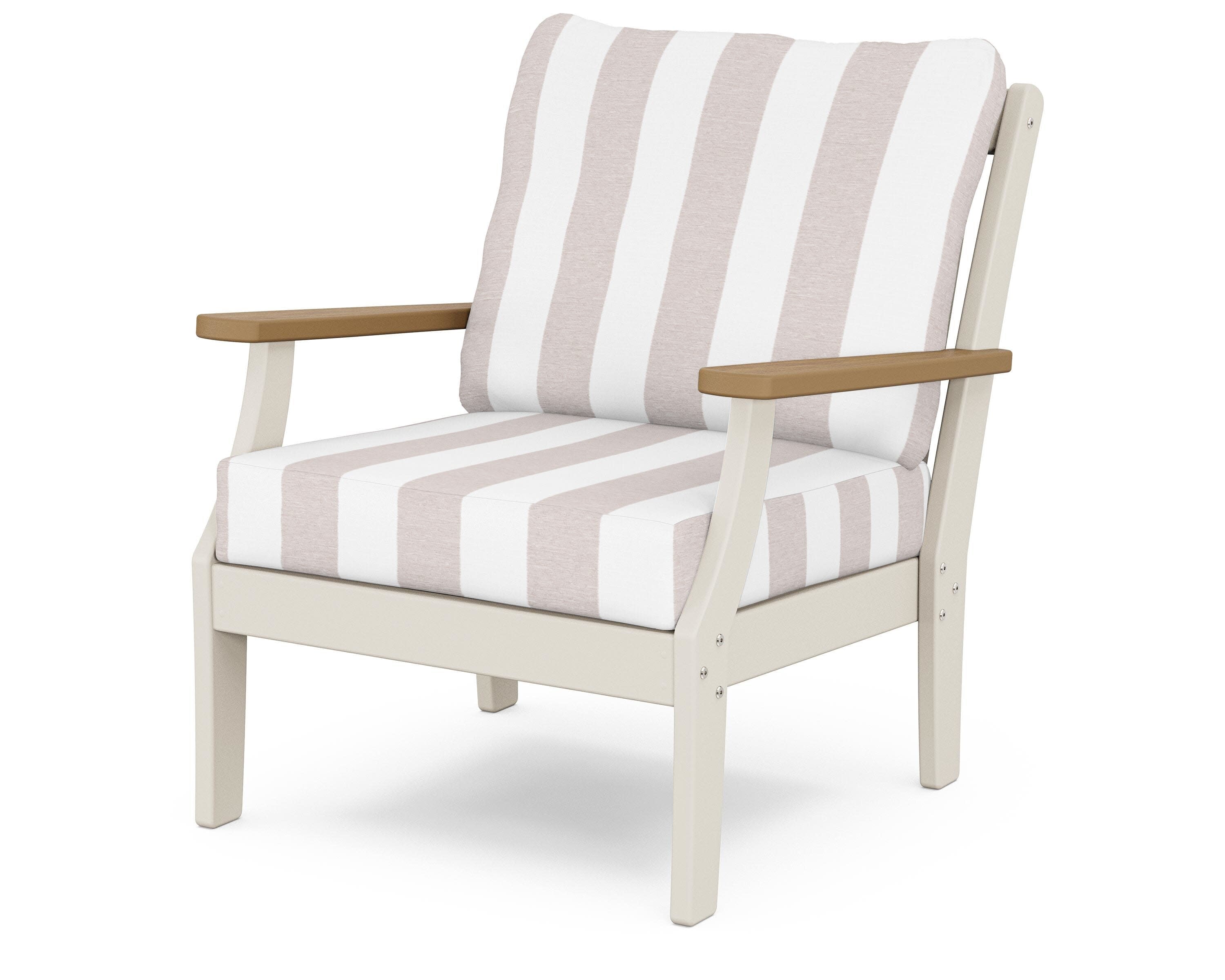 Braxton Deep Seating Chair in Sand / Natural / Cabana Stripe Dune Burlap