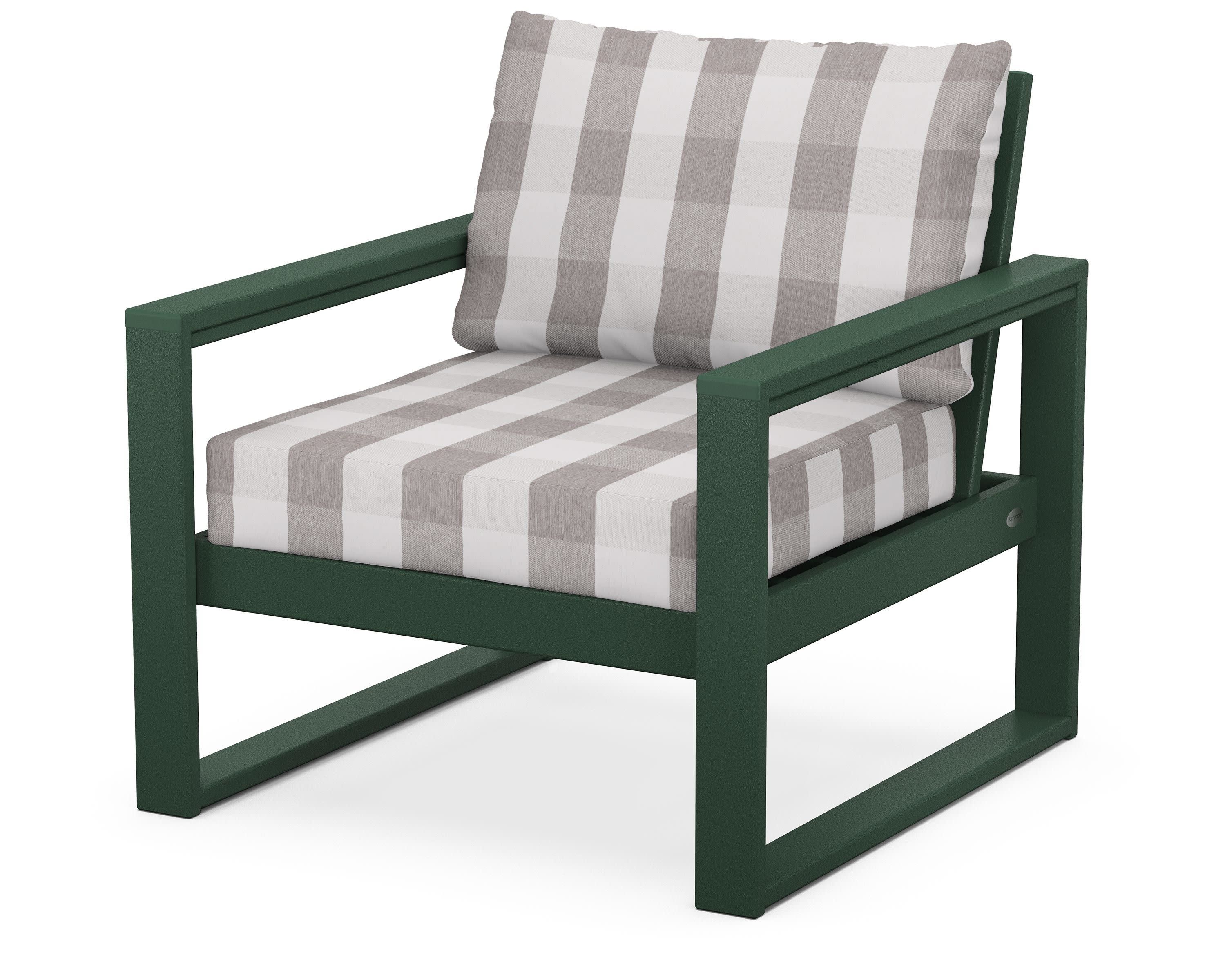 EDGE Club Chair in Green / Buffalo Plaid Grey Mist