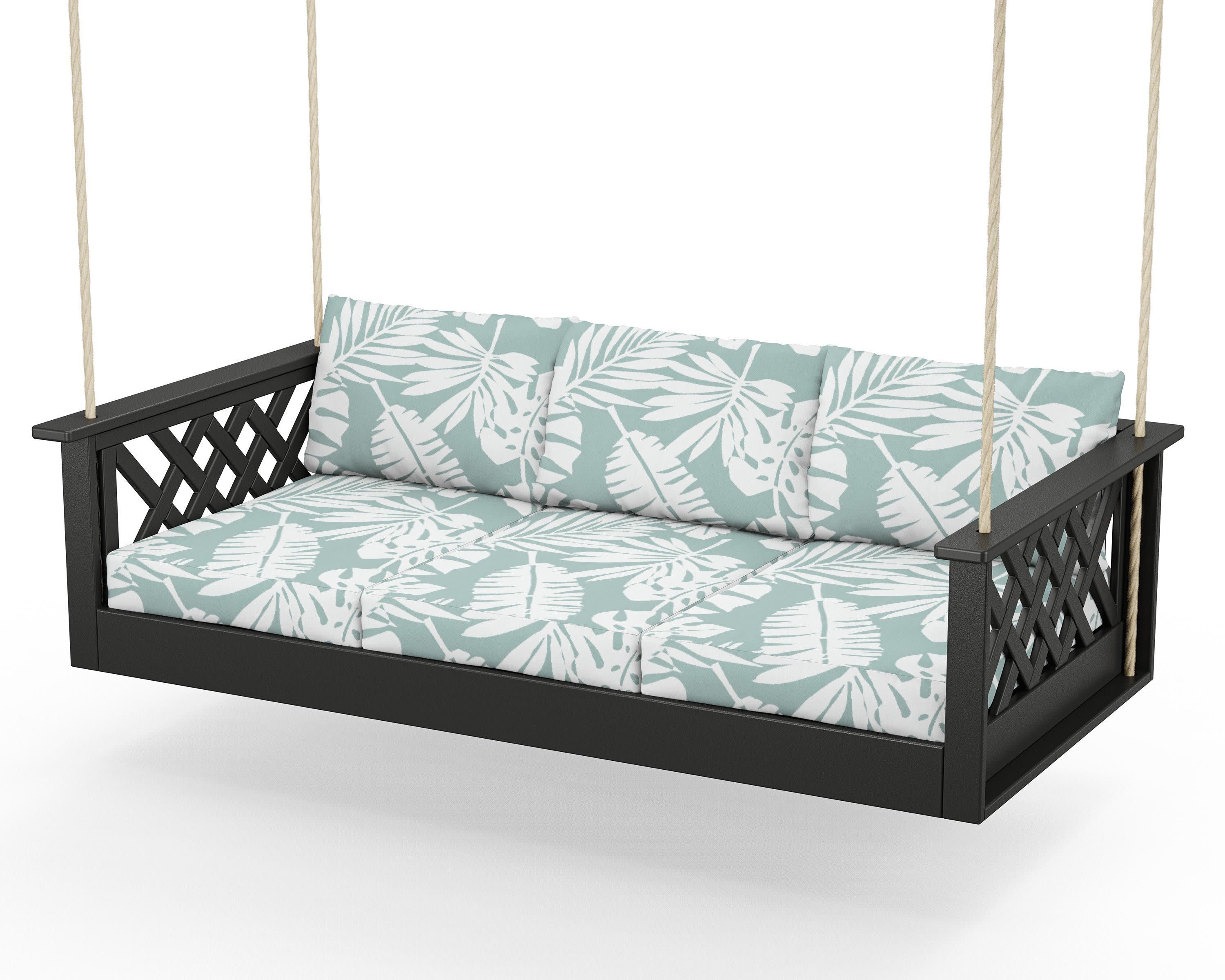Wovendale Daybed Swing in Black / Leaf Glacier Spa