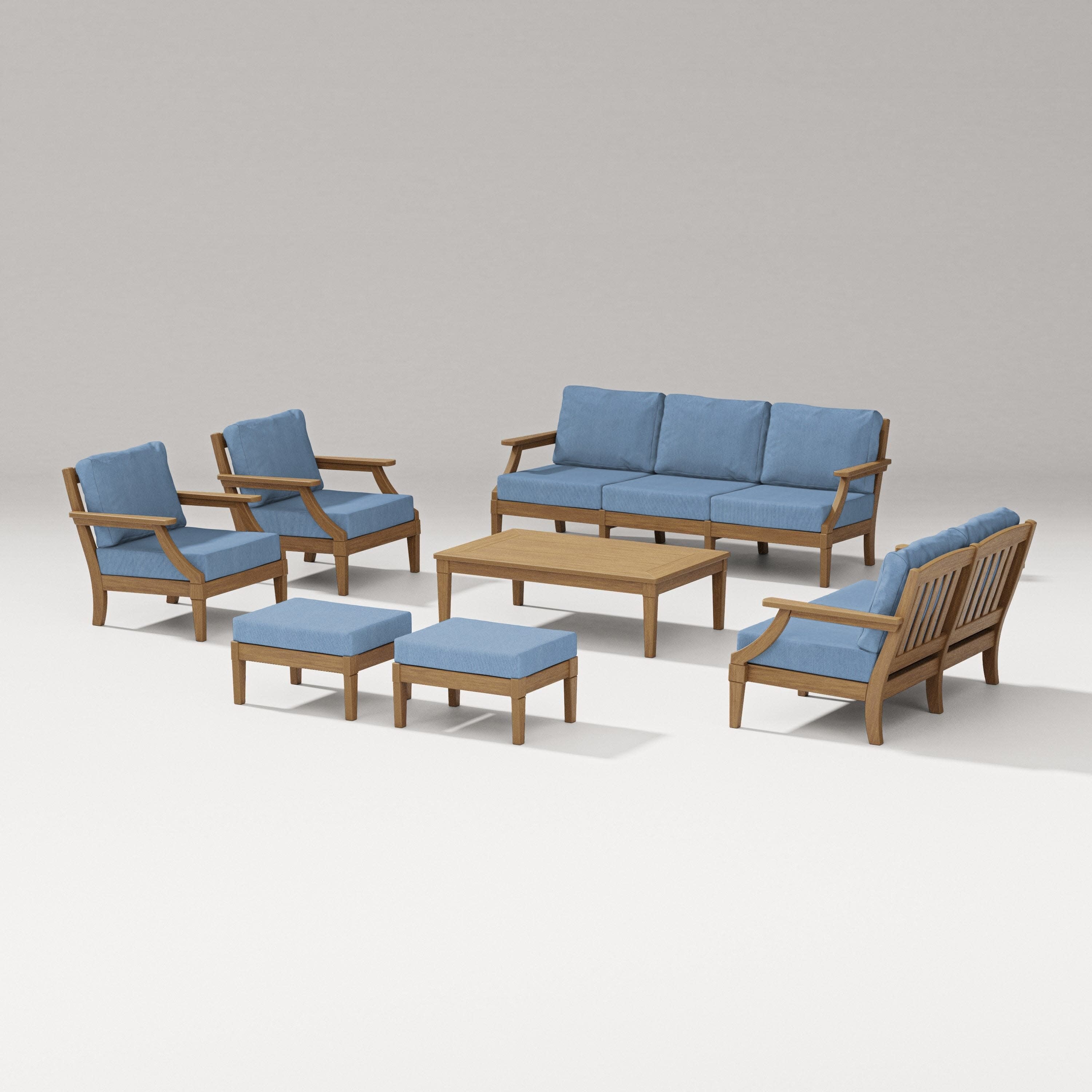 Estate 7-Piece Lounge Sofa Set in Natural / Sky Blue