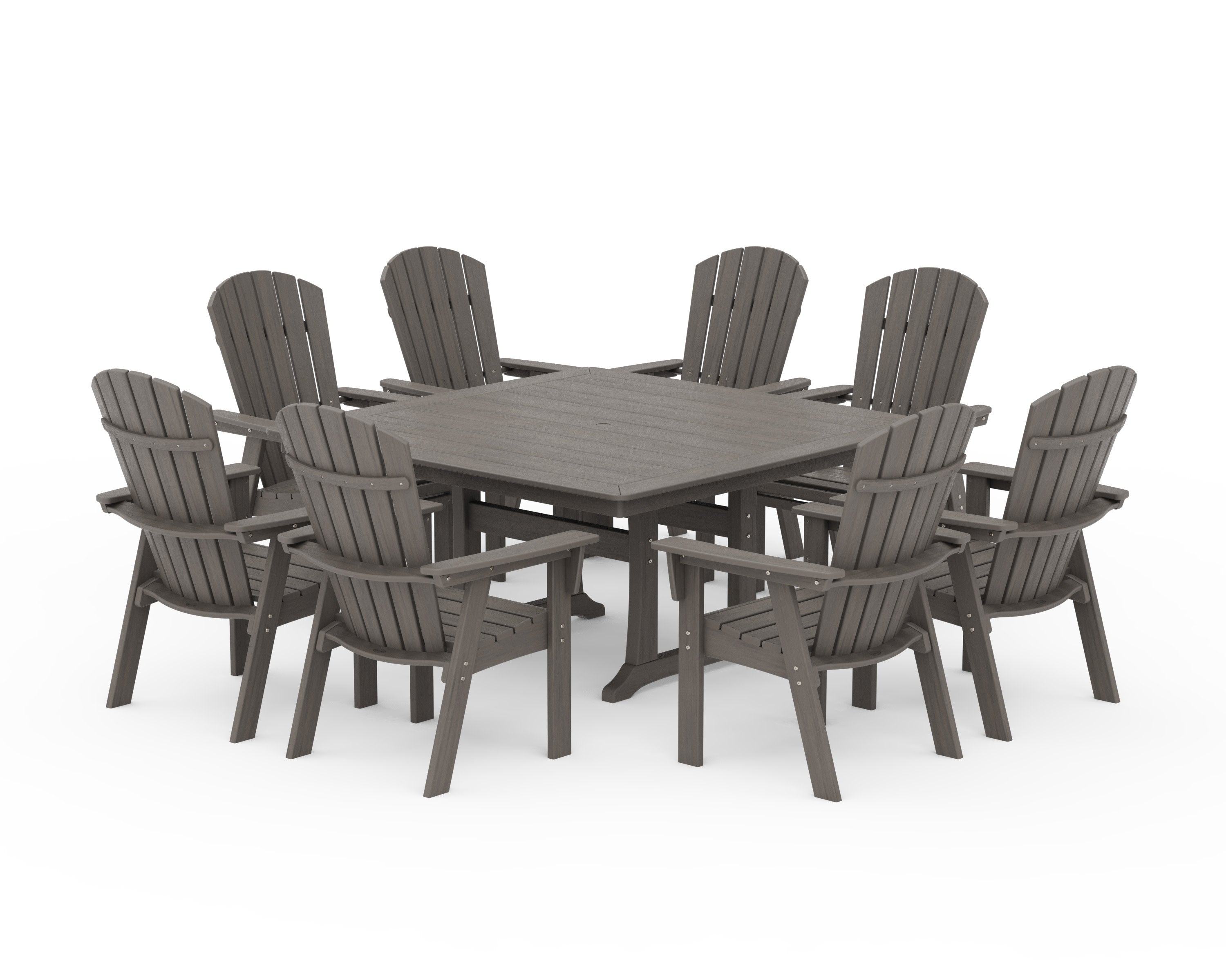 Nautical Adirondack 9-Piece Trestle Dining Set in Driftwood
