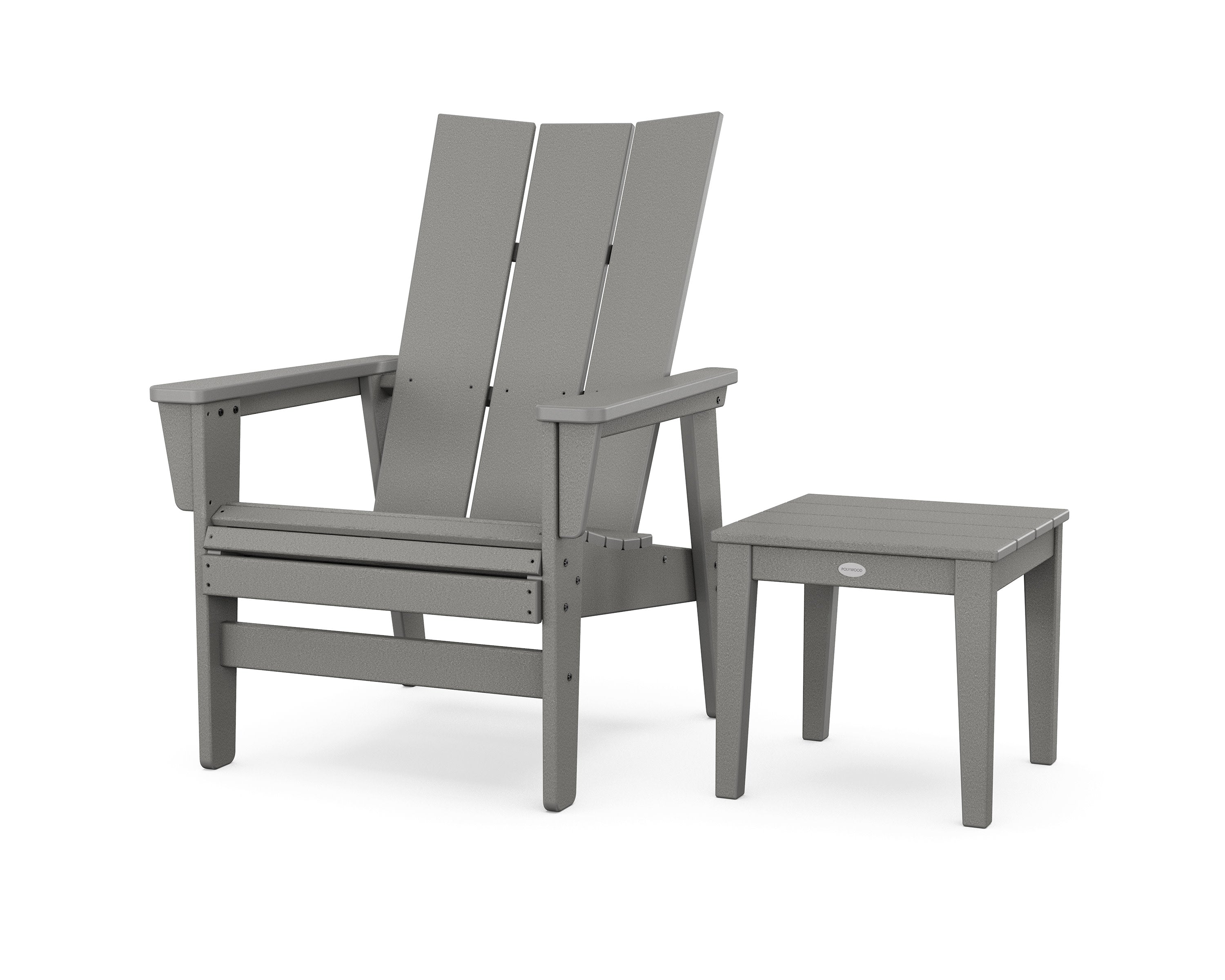 Modern Grand Upright Adirondack Chair with Side Table in Slate Grey
