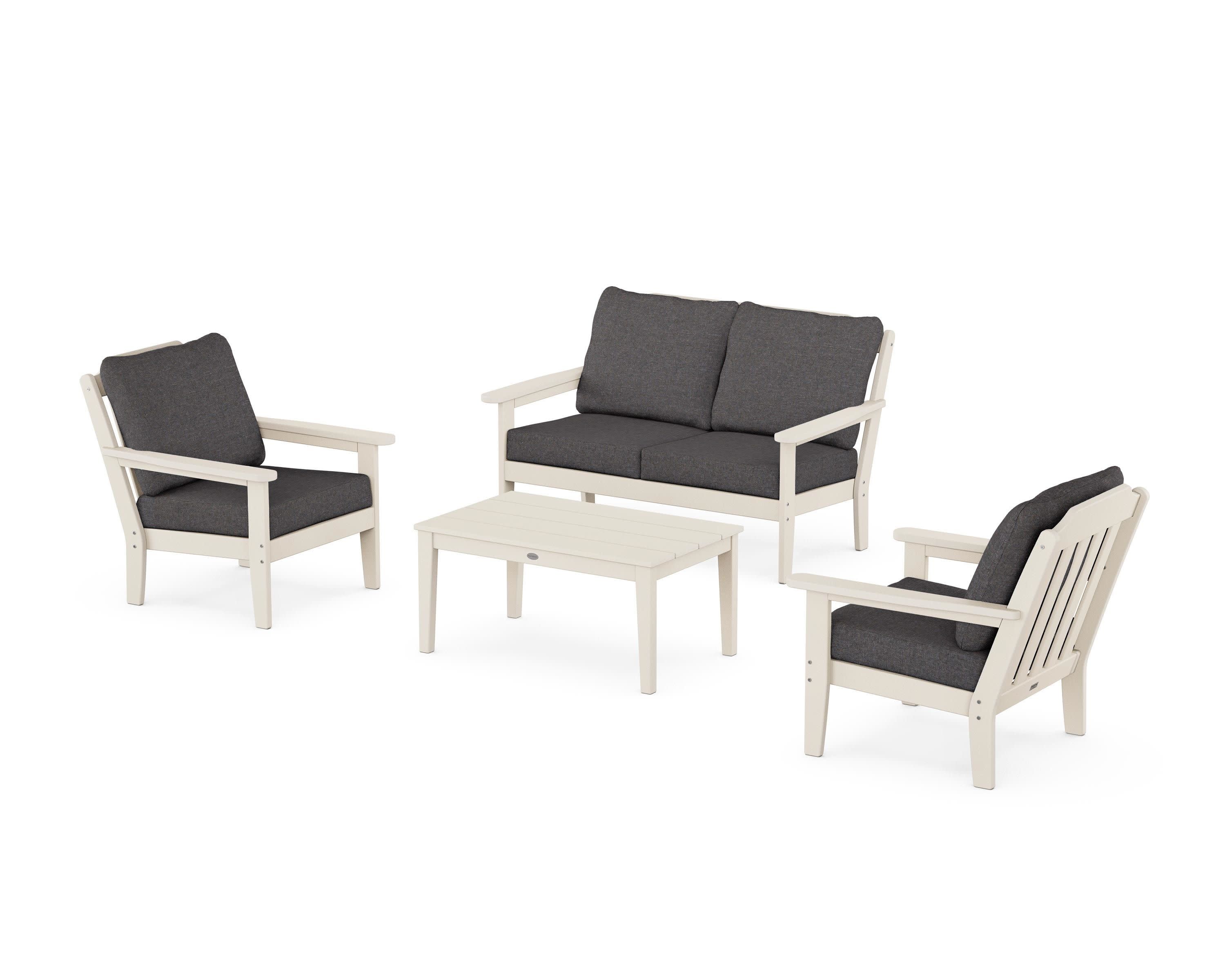 Cottage 4-Piece Deep Seating Set with Loveseat in Sand / Ash Charcoal