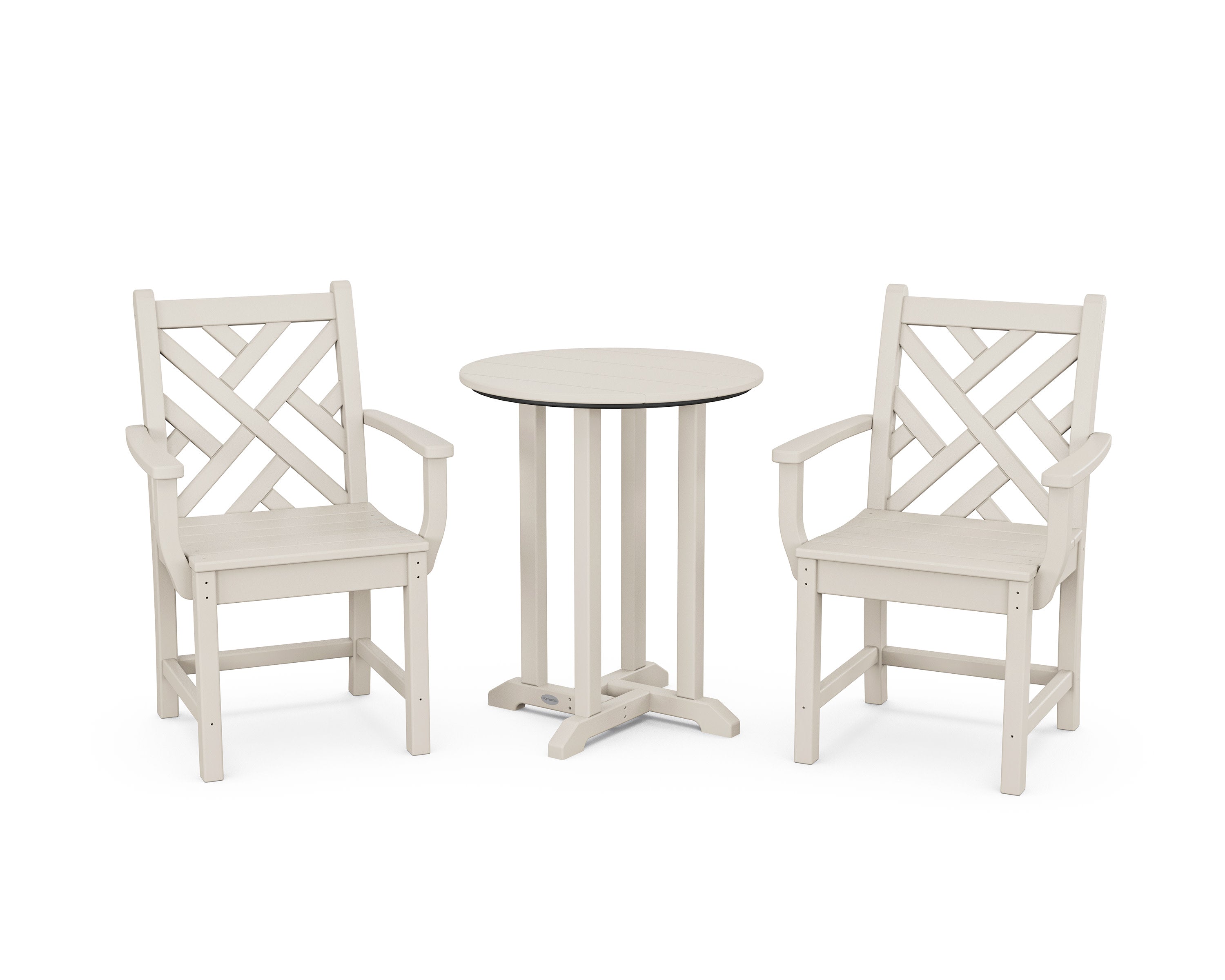 Chippendale 3-Piece Round Bistro Dining Set in Sand