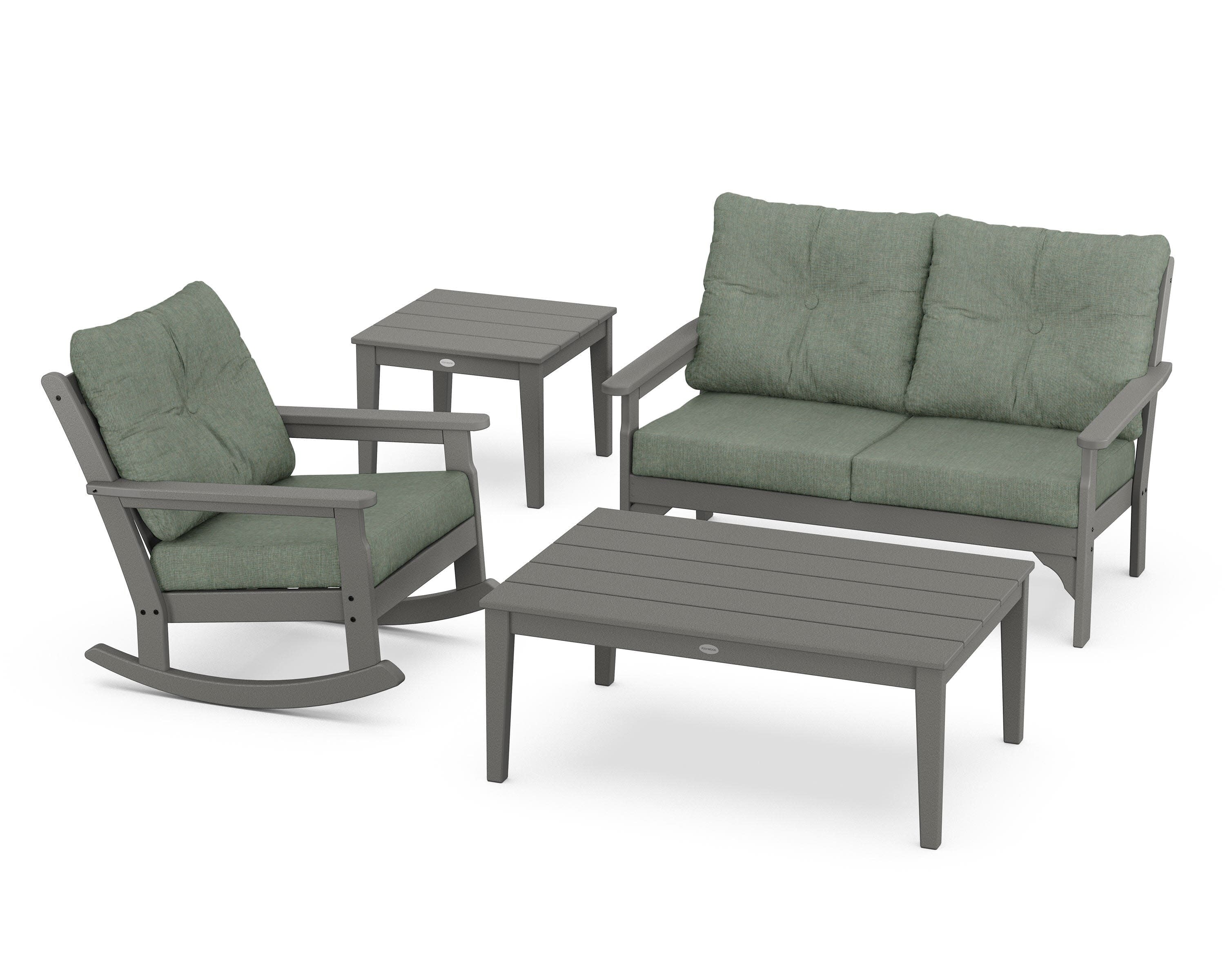 Vineyard 4-Piece Deep Seating Rocker Set in Slate Grey / Cast Sage