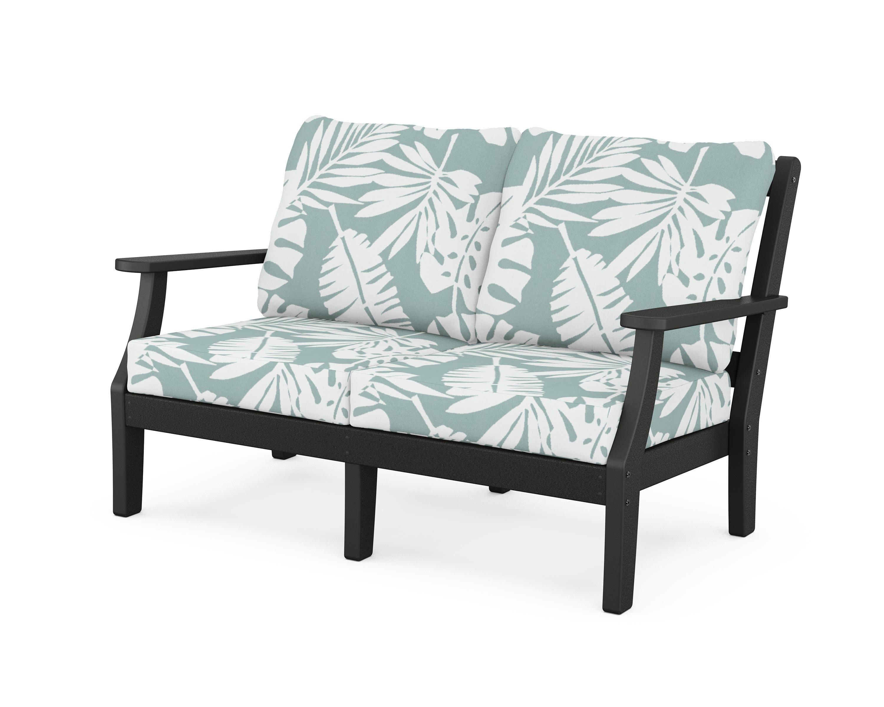 Chinoiserie Deep Seating Loveseat in Black / Leaf Glacier Spa