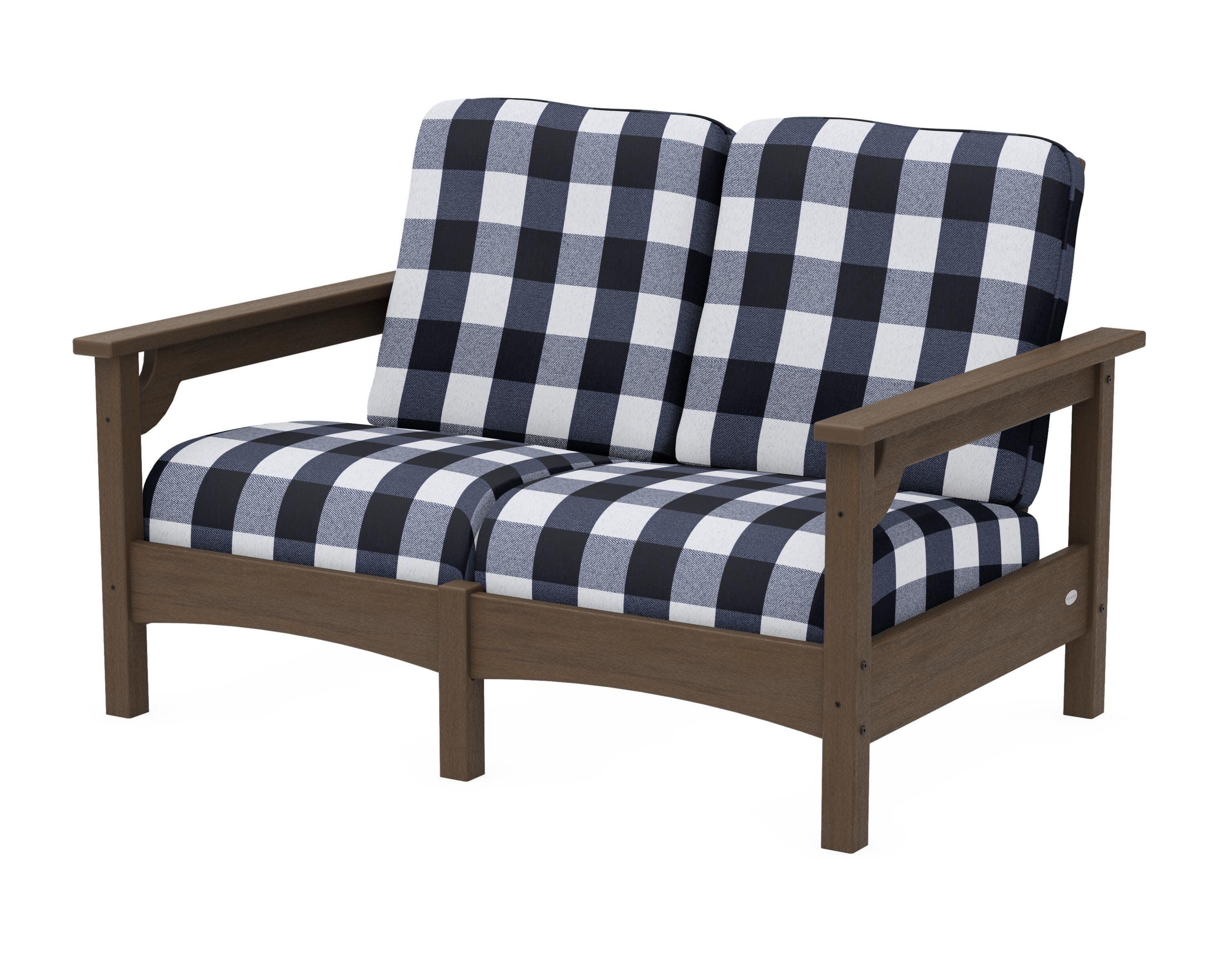Club Loveseat in Kona / Buffalo Plaid Marine Indigo