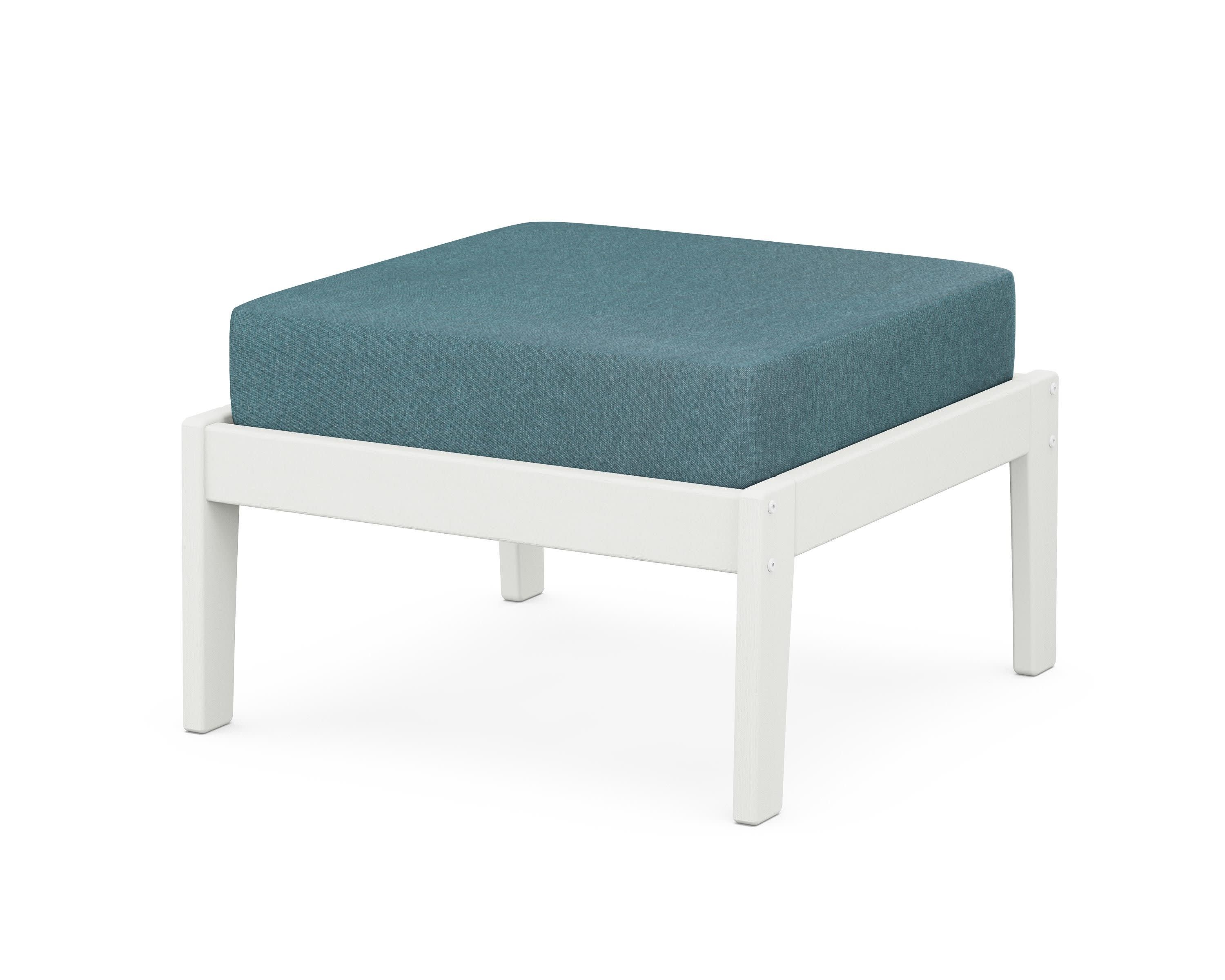 Deep Seating Ottoman in Vintage White / Ocean Teal