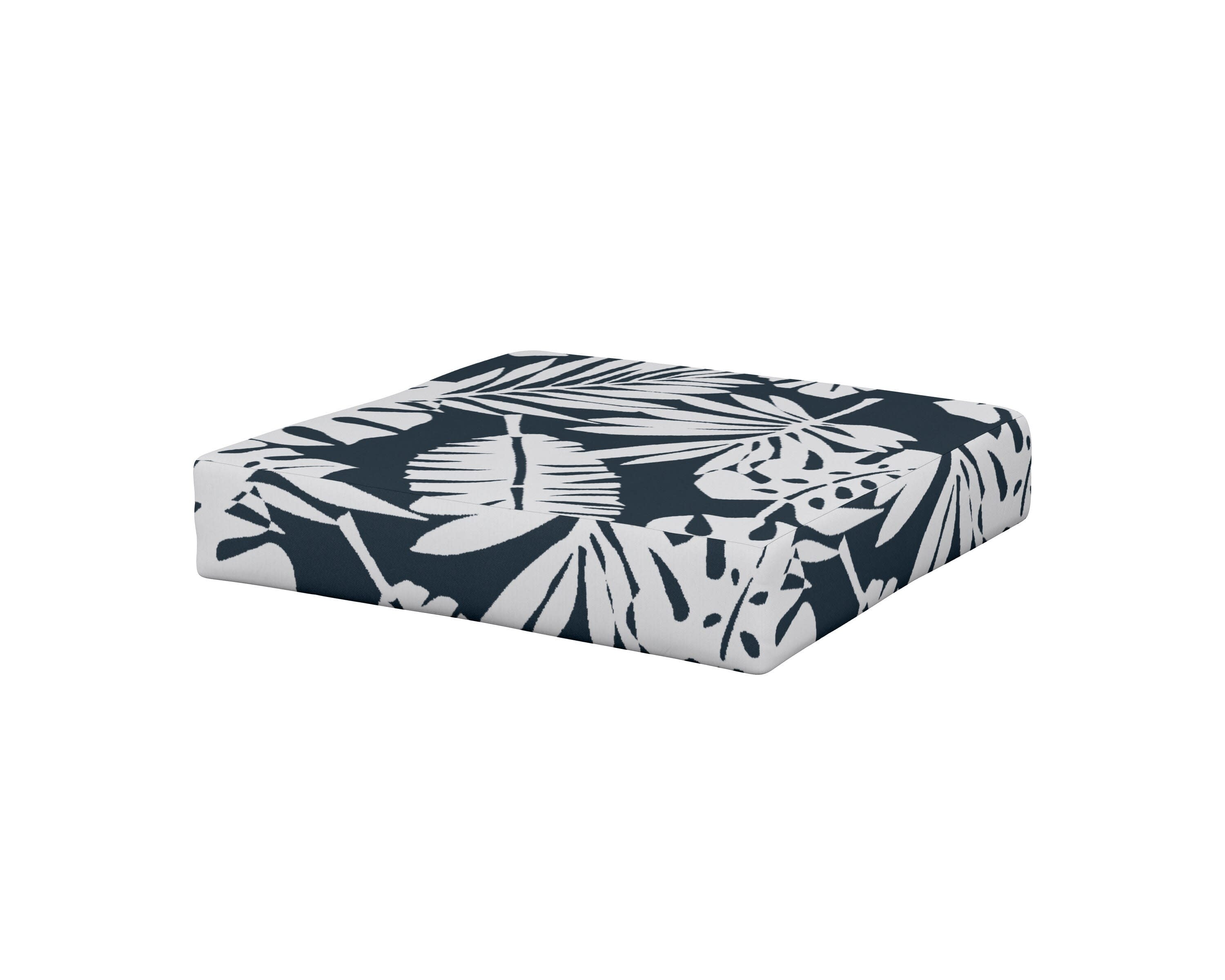 Modular Ottoman Cushion in Leaf Marine Indigo