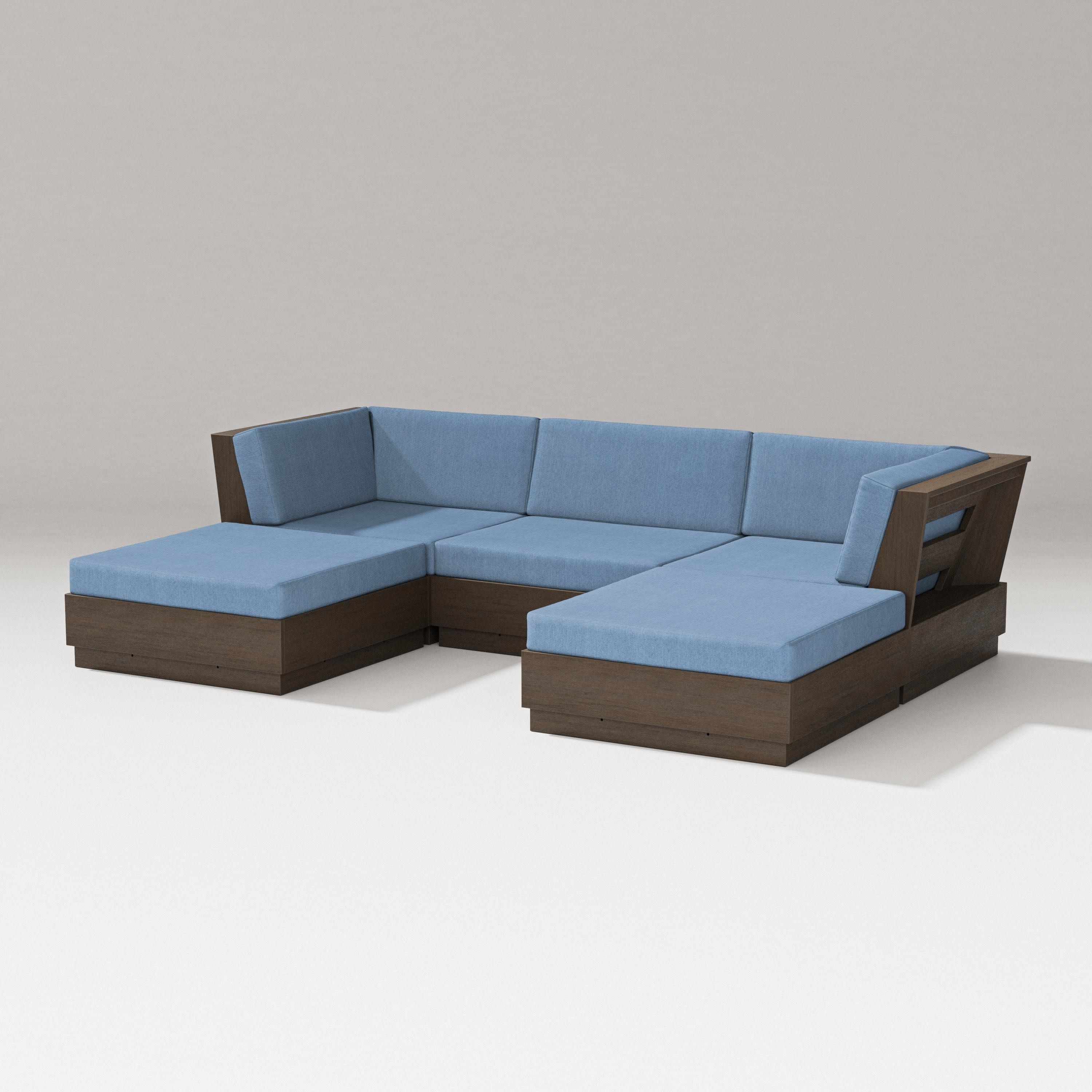 Elevate Double Chaise Sectional in Kona / Sky Blue