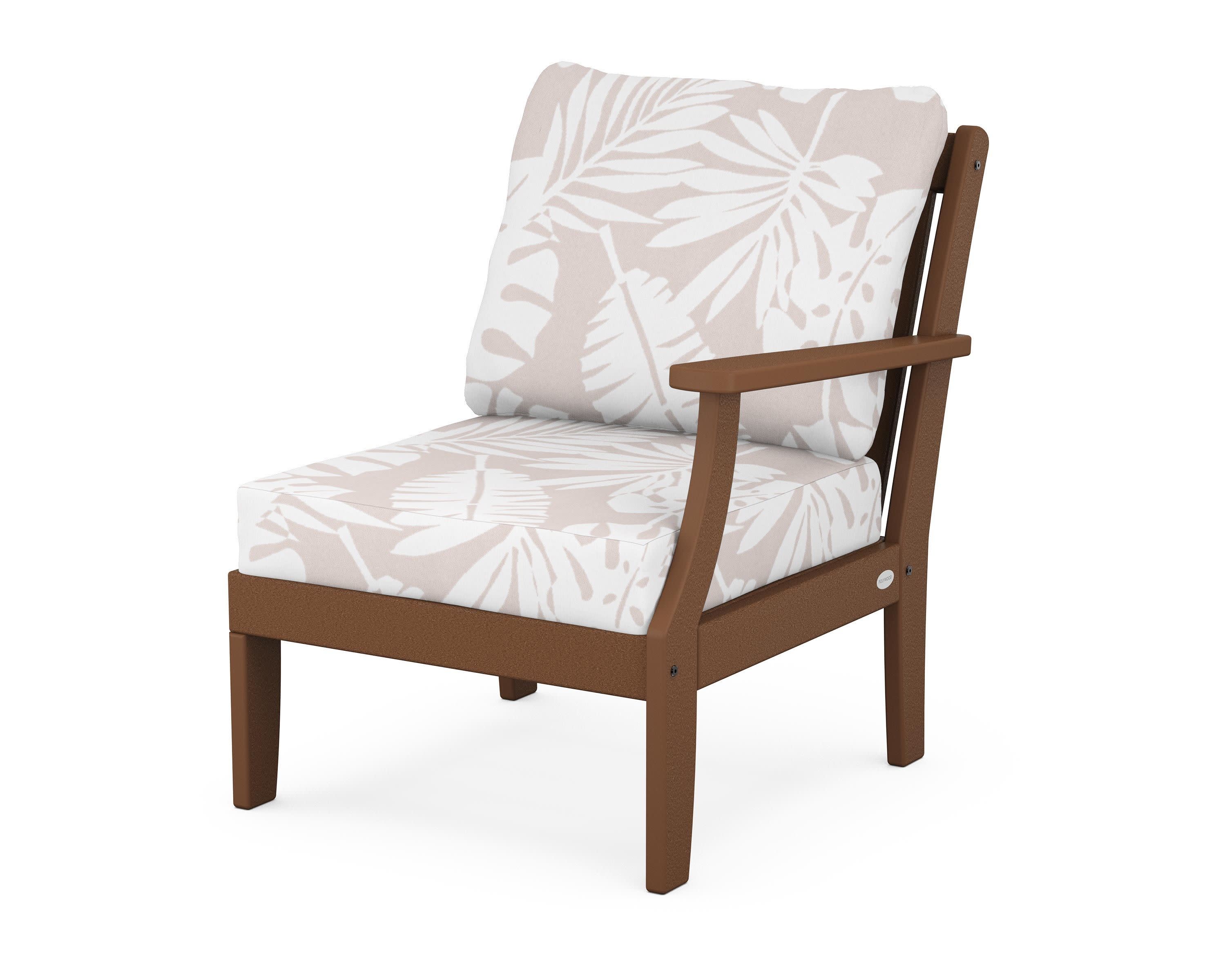 Braxton Modular Right Arm Chair in Teak / Leaf Dune Burlap